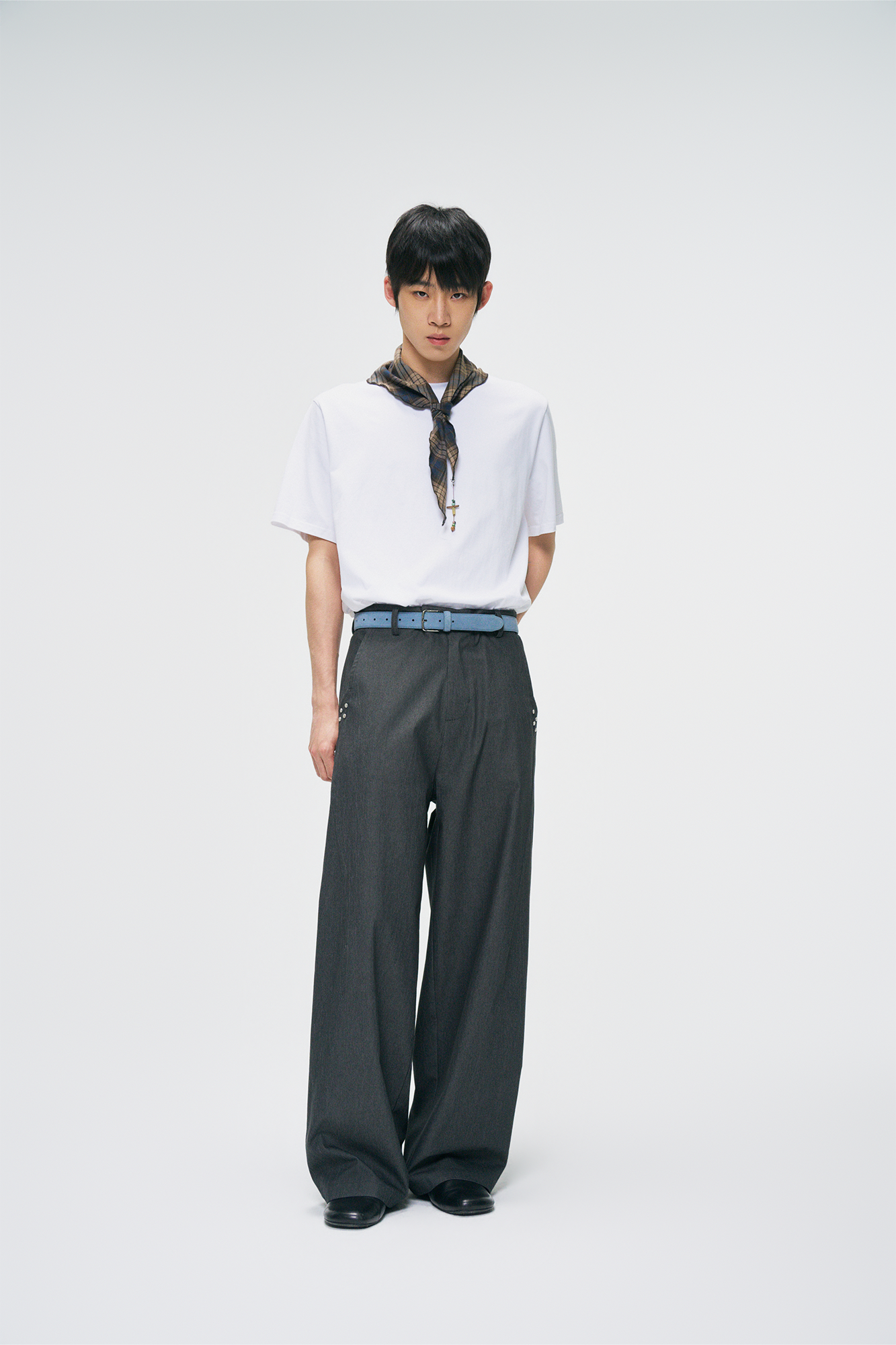 GONGHE REPUB Washed Studded Straight-Leg Pants, premium urban and streetwear designers apparel on PROJECTISR.com, GONGHE REPUB