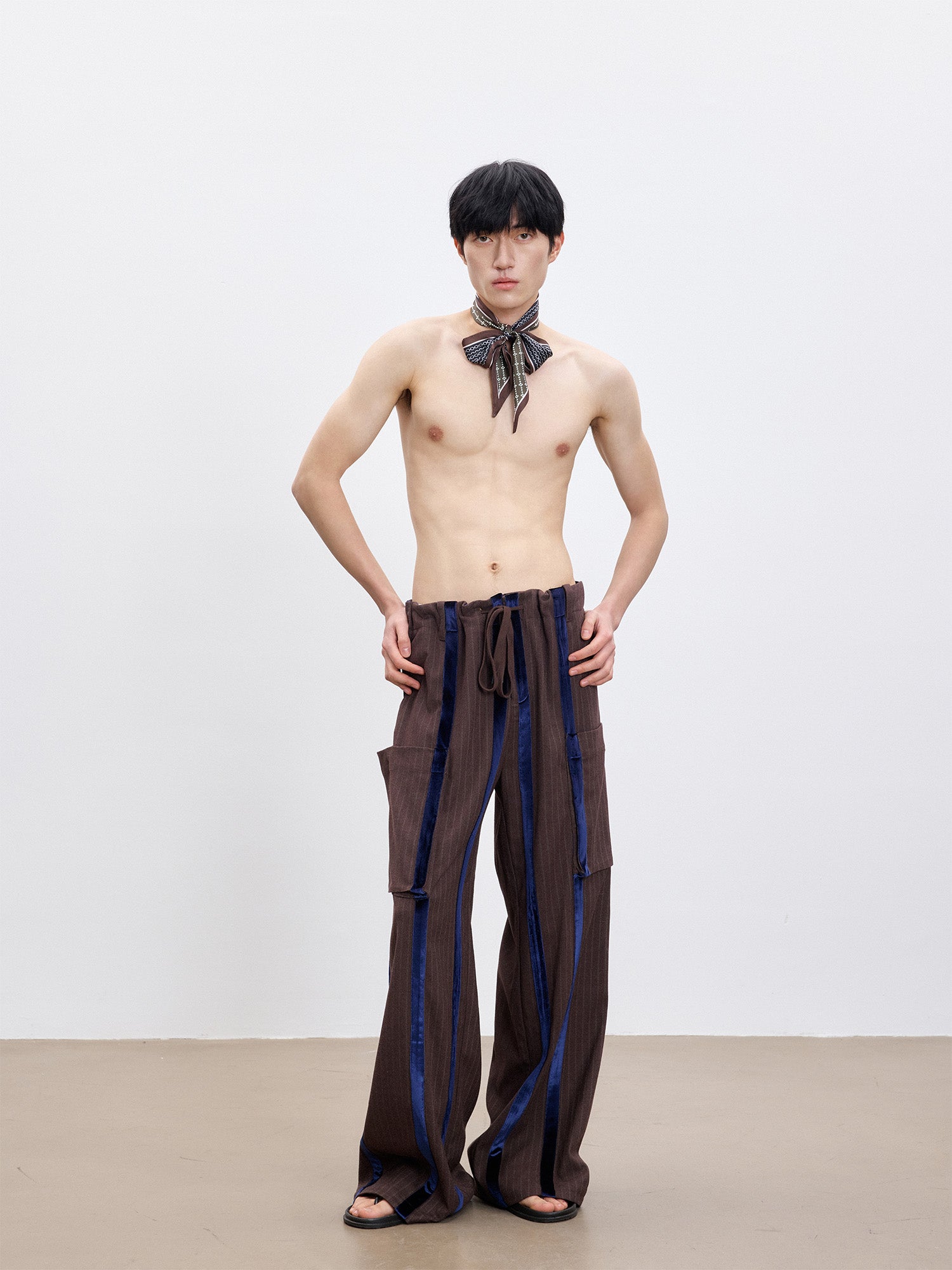 TUIMU Velvet Stripe Patch Cargo Pants, premium urban and streetwear designers apparel on PROJECTISR.com, TUIMU