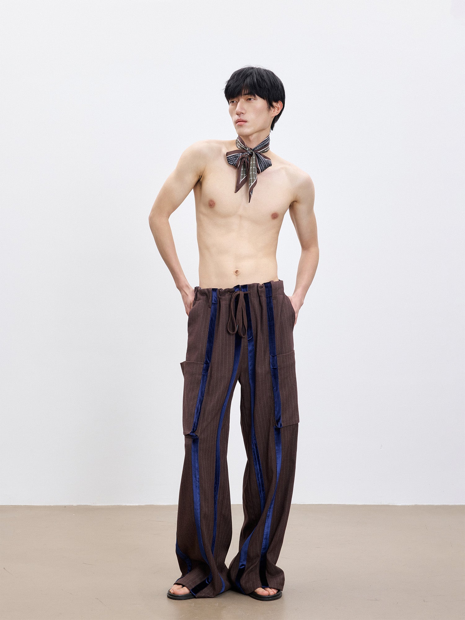 TUIMU Velvet Stripe Patch Cargo Pants, premium urban and streetwear designers apparel on PROJECTISR.com, TUIMU