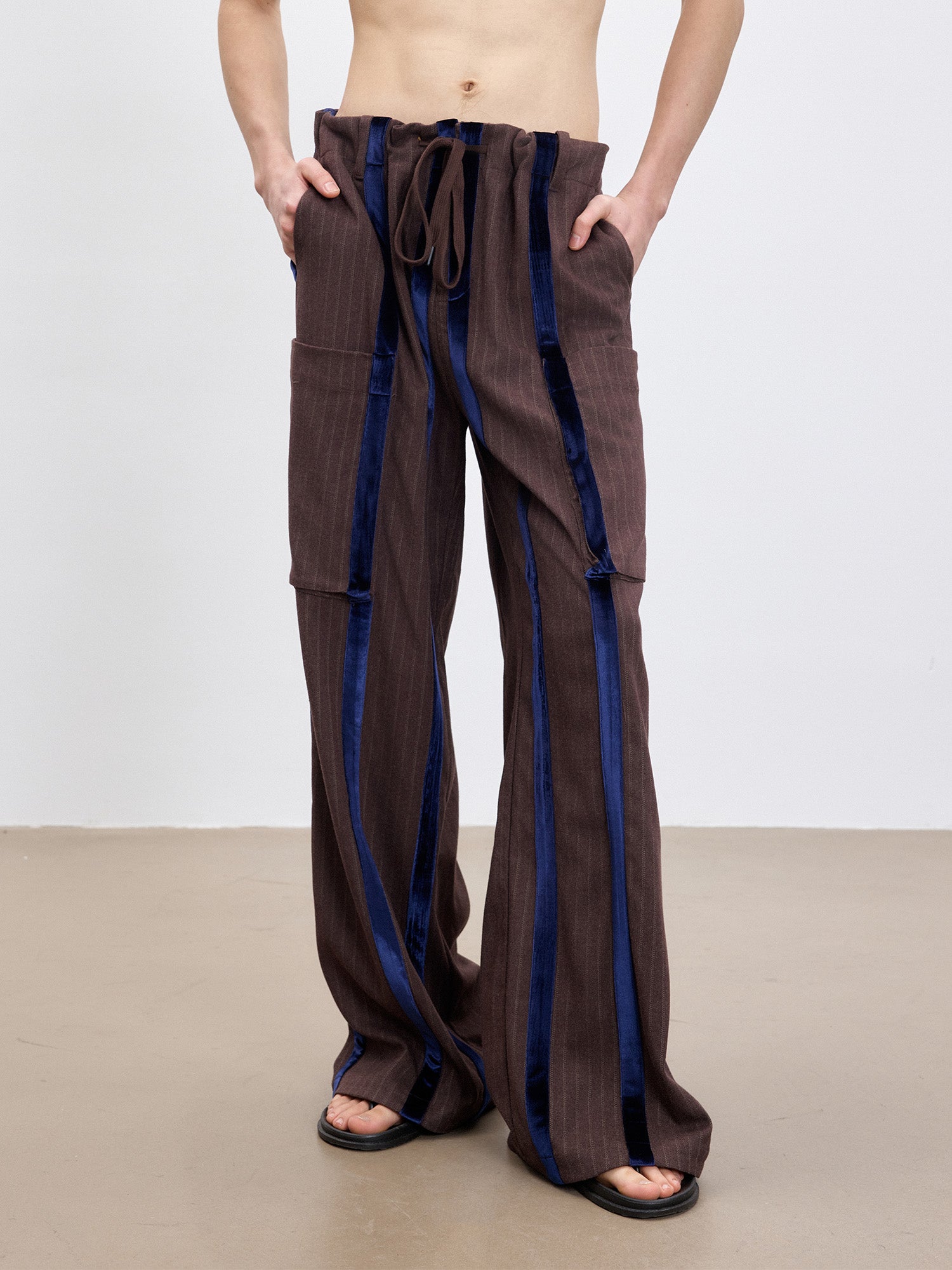 TUIMU Velvet Stripe Patch Cargo Pants, premium urban and streetwear designers apparel on PROJECTISR.com, TUIMU