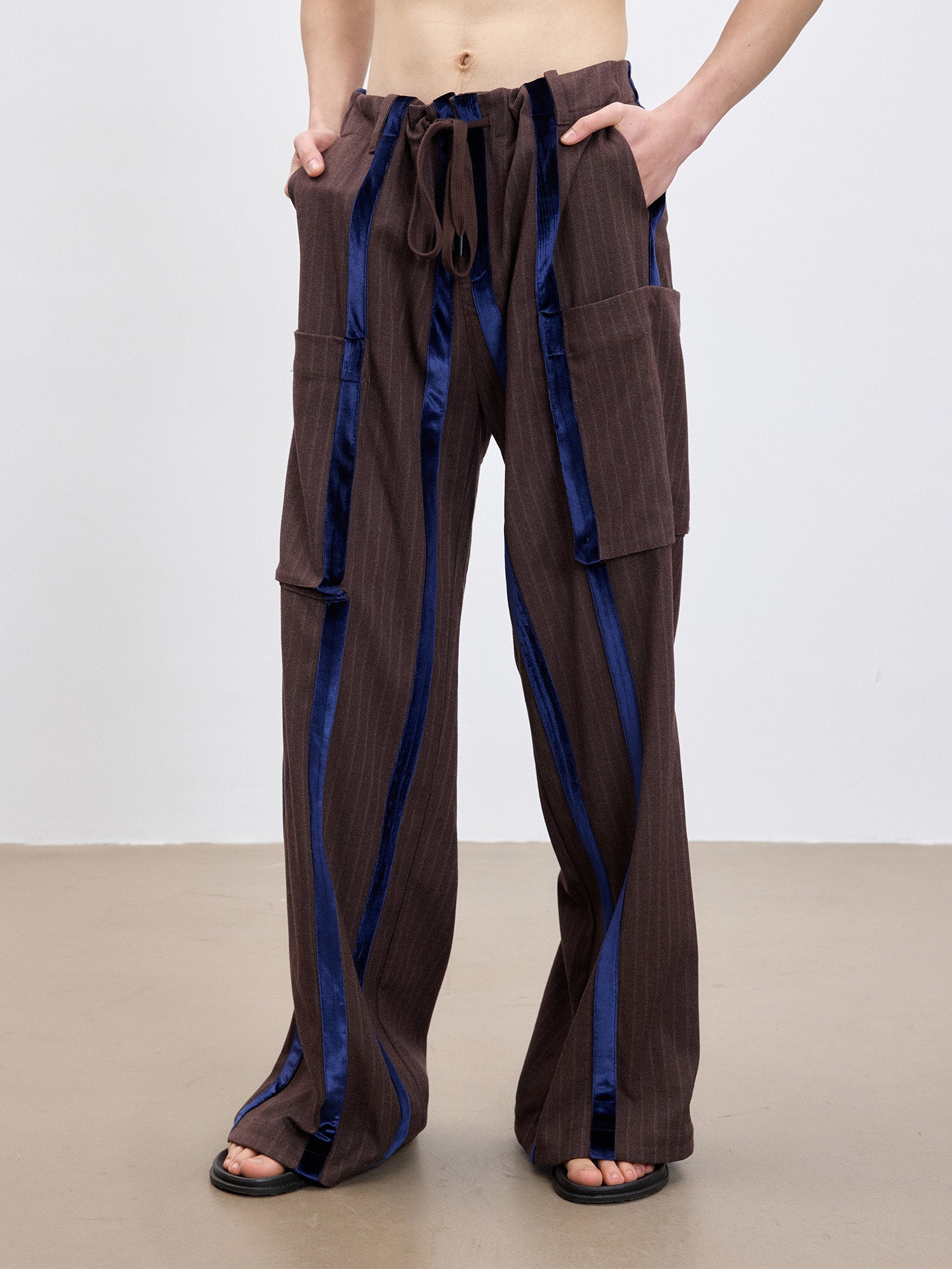 TUIMU Velvet Stripe Patch Cargo Pants, premium urban and streetwear designers apparel on PROJECTISR.com, TUIMU