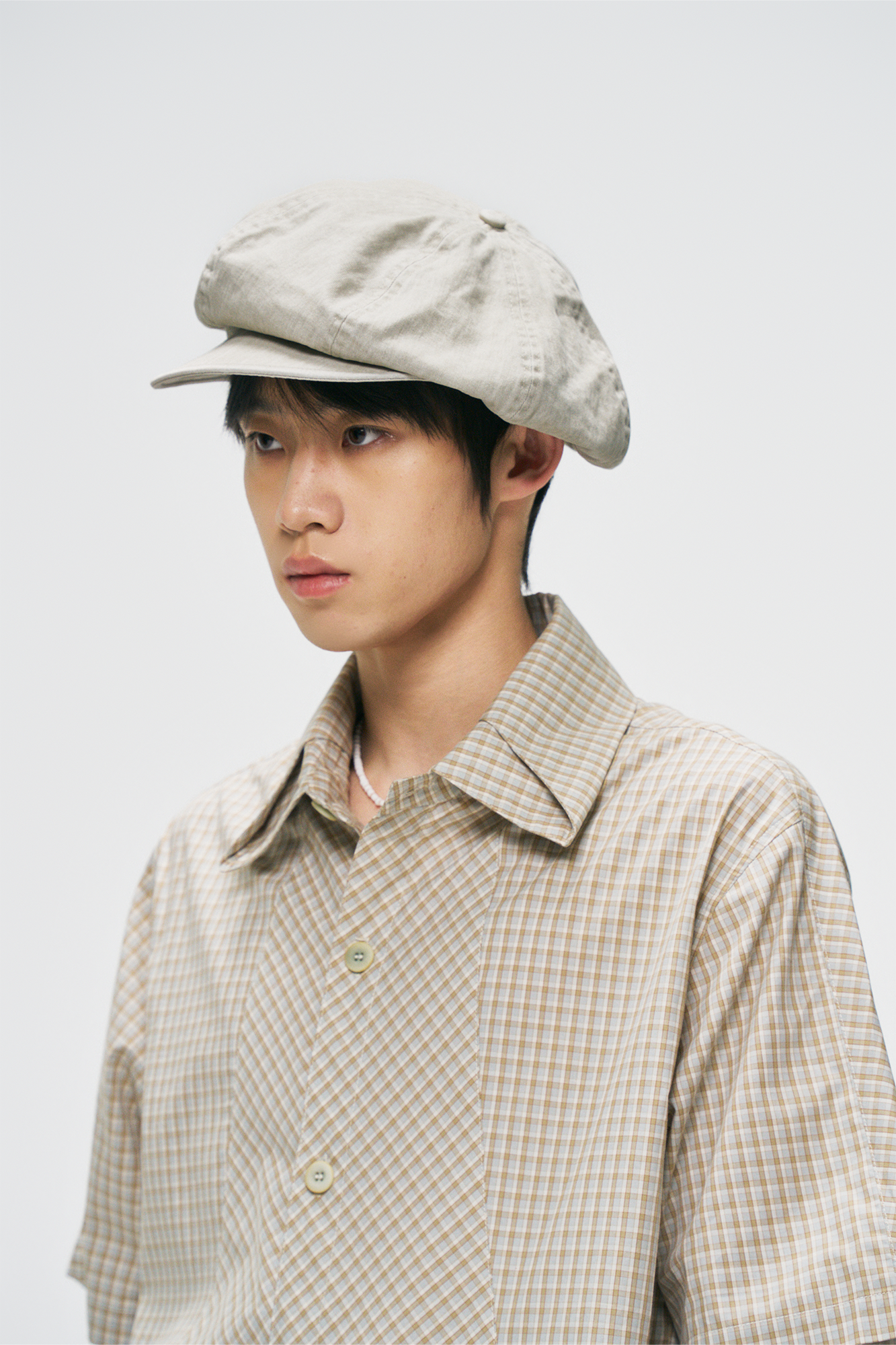 GONGHE REPUB Check Adjustable Hem Half Shirt, premium urban and streetwear designers apparel on PROJECTISR.com, GONGHE REPUB
