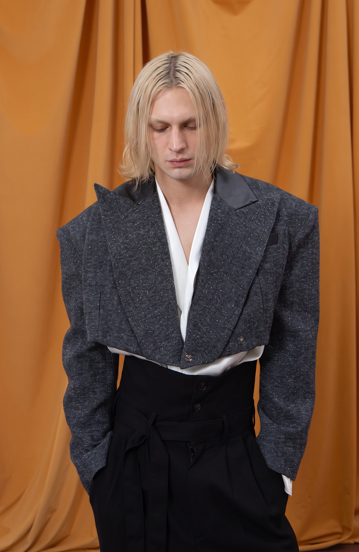 CLP Retro Wool-Blend Spliced Oversized Blazer
