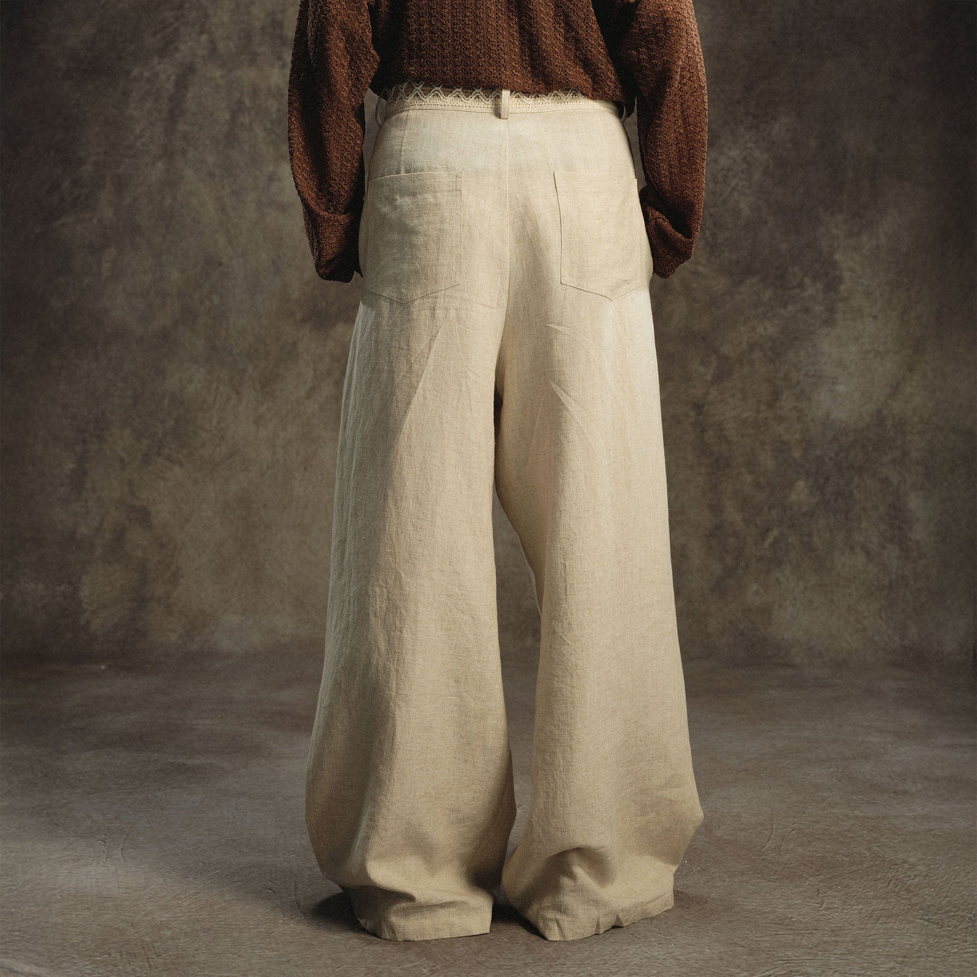 GONGHE REPUB Lattice Waistband Tencel Wide-Leg Pants, premium urban and streetwear designers apparel on PROJECTISR.com, GONGHE REPUB