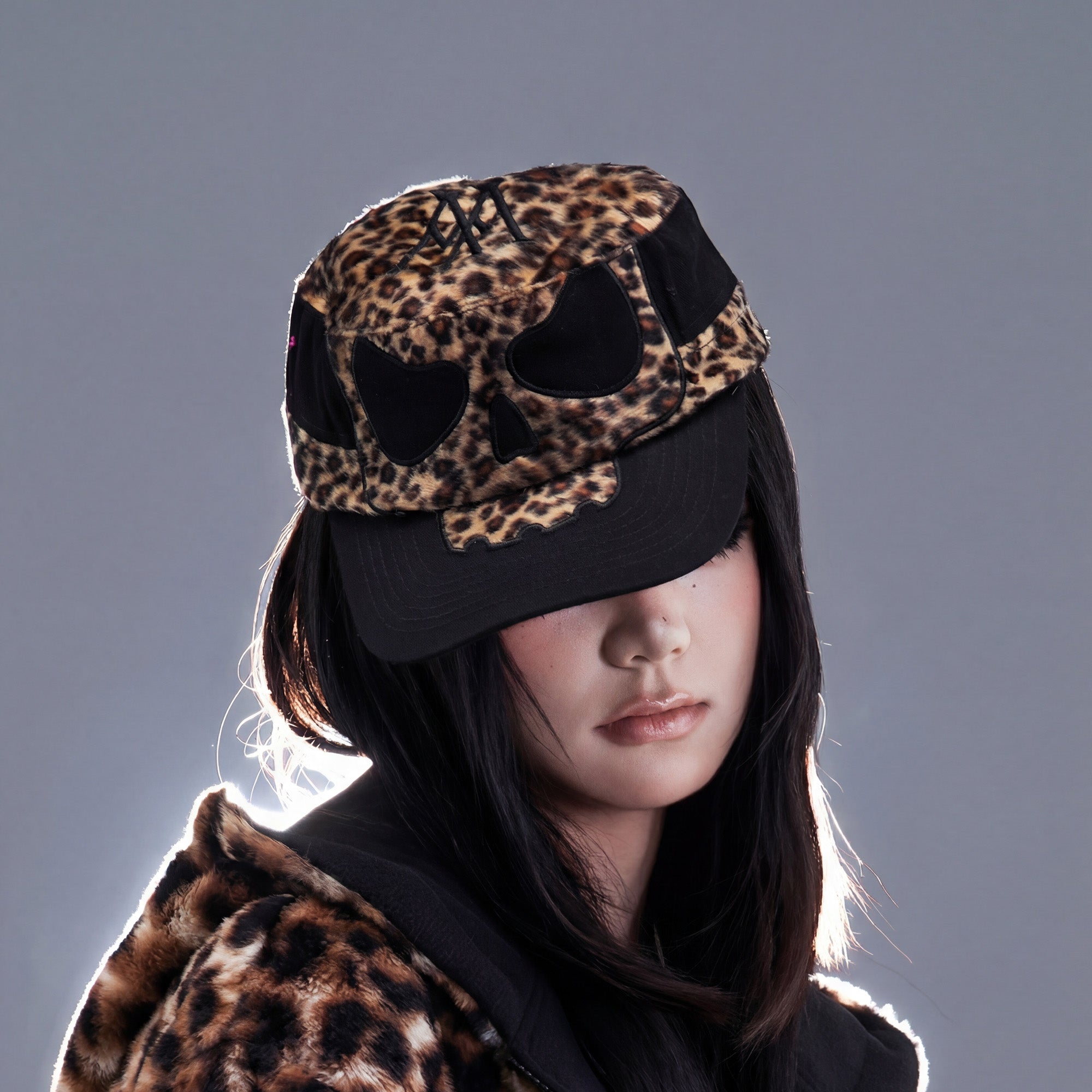 PCCVISION Leopard Skull Patchwork Field Cap
