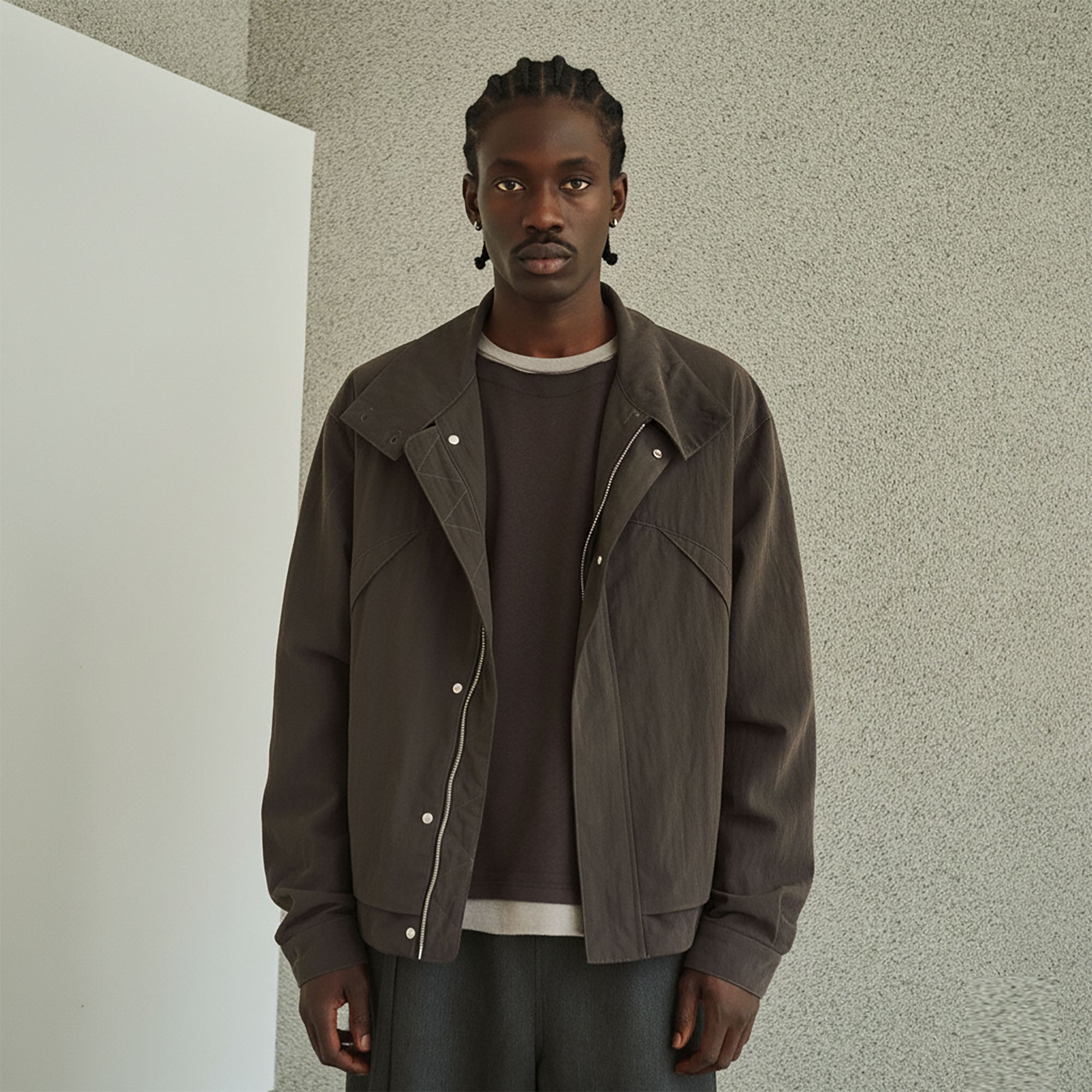 GONGHE REPUB High-Neck Elastic Hem Utility Blouson