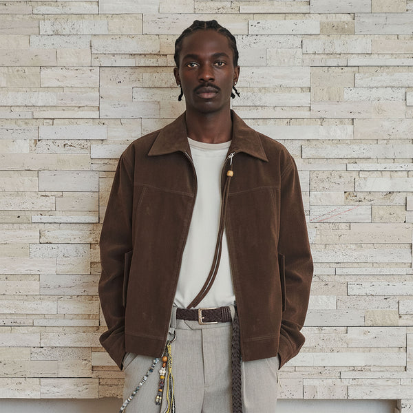 GONGHE REPUB Short-Pile Faux Suede Jacket