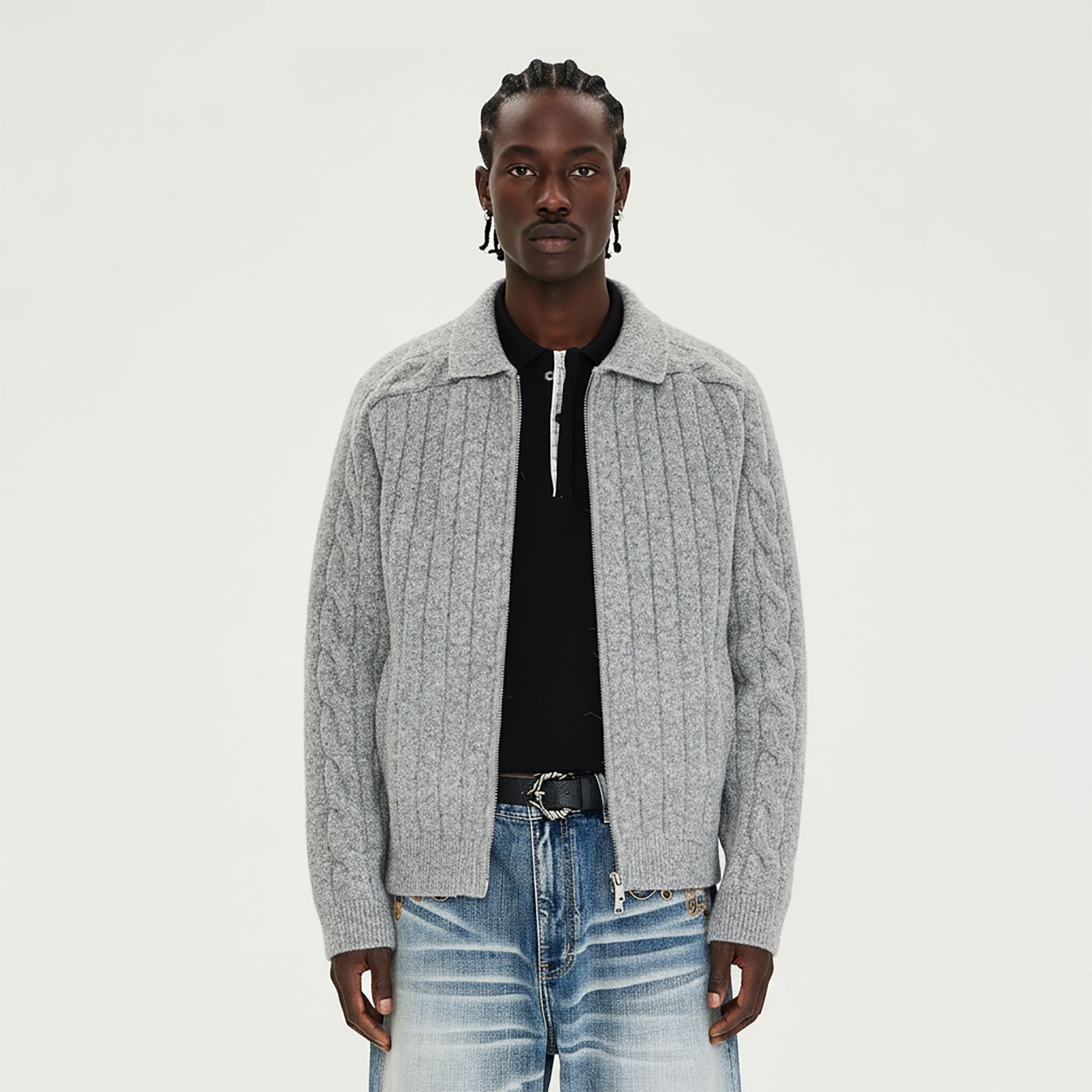 CATSSTAC Essential Wool-Blend Cable Knit Jacket