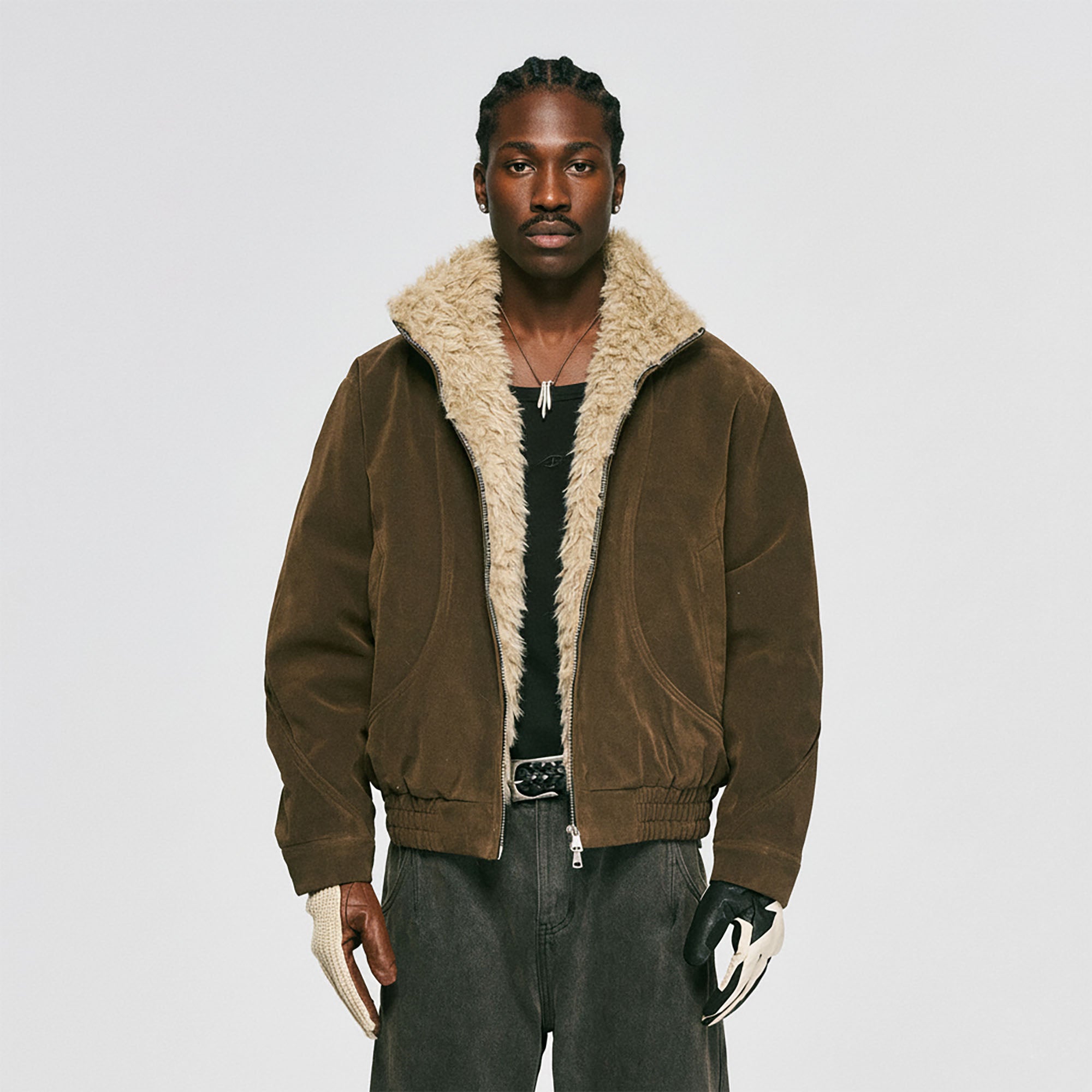 CATSSTAC Curved Panel Suede Jacket, premium urban and streetwear designers apparel on PROJECTISR.com, CATSSTAC