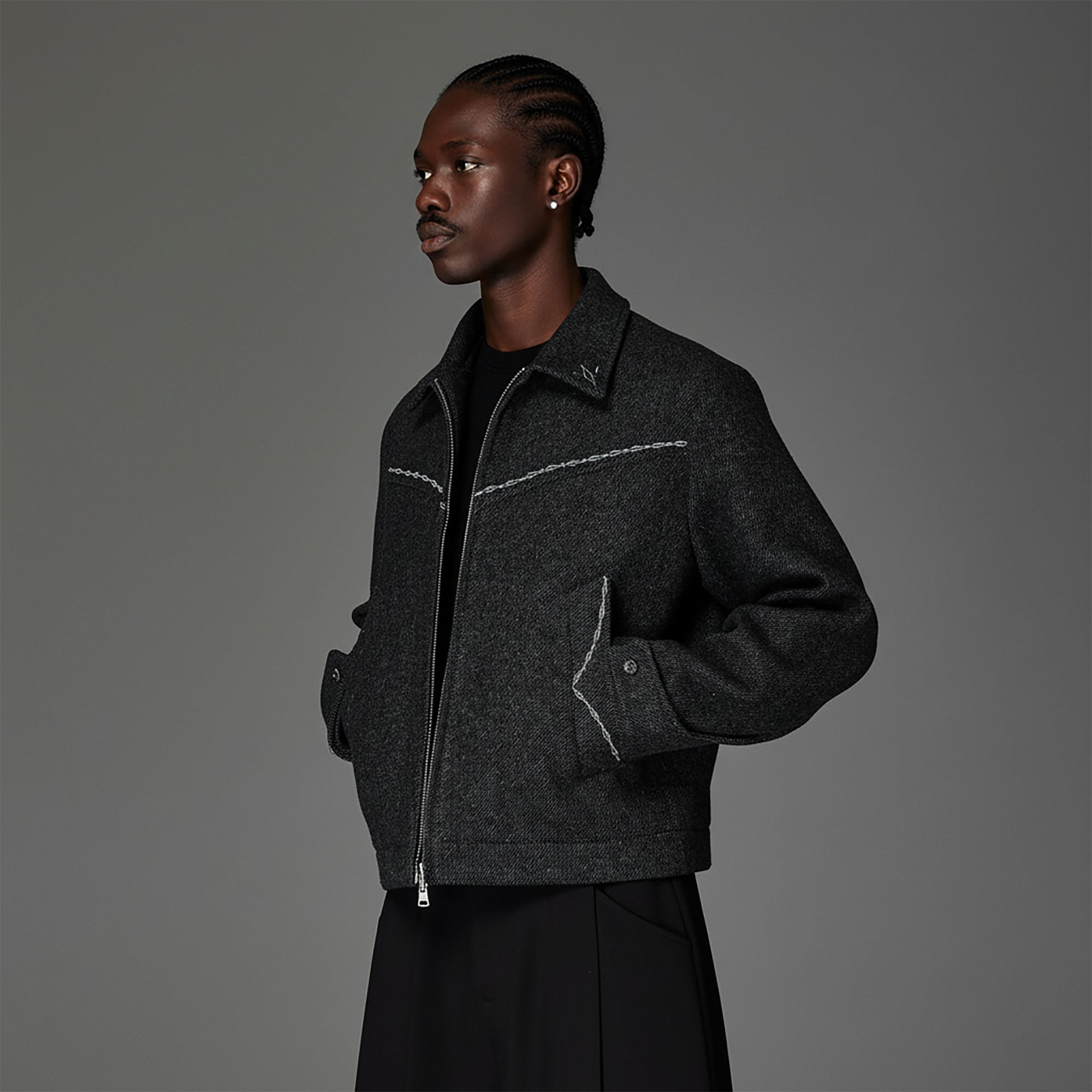 CATSSTAC Contrast-Stitched Wool-Blend Jacket, premium urban and streetwear designers apparel on PROJECTISR.com, CATSSTAC