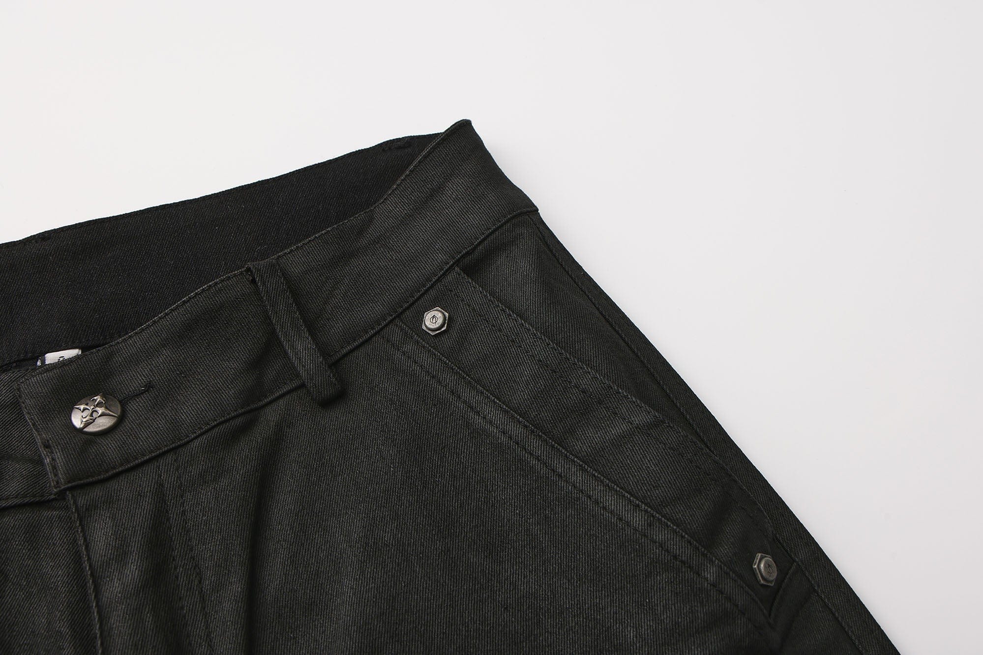 LUUUCAM Waxed Rivet Double-Knee Capri Shorts, premium urban and streetwear designers apparel on PROJECTISR.com, LUUUCAM