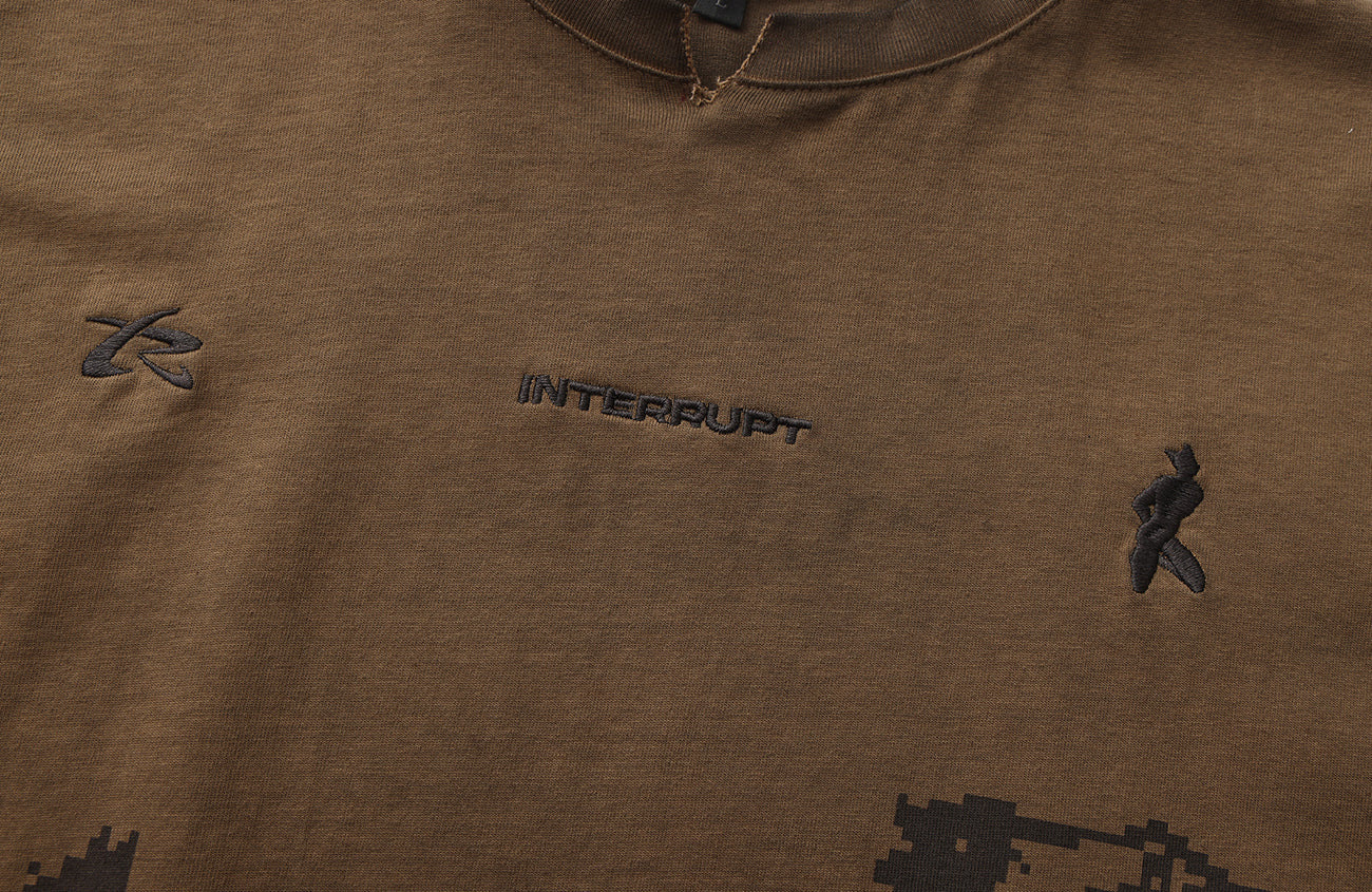 INTERRUPT Studded Roll-Sleeve Graphic T-Shirt