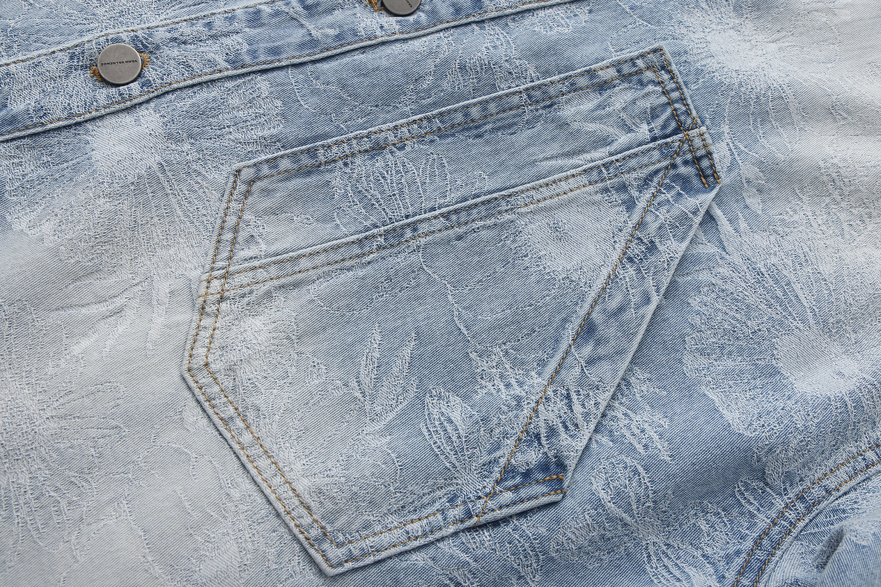 VANN VALRENCE Washed Floral Jacquard Denim Shirt, premium urban and streetwear designers apparel on PROJECTISR.com, VANN VALRENCE