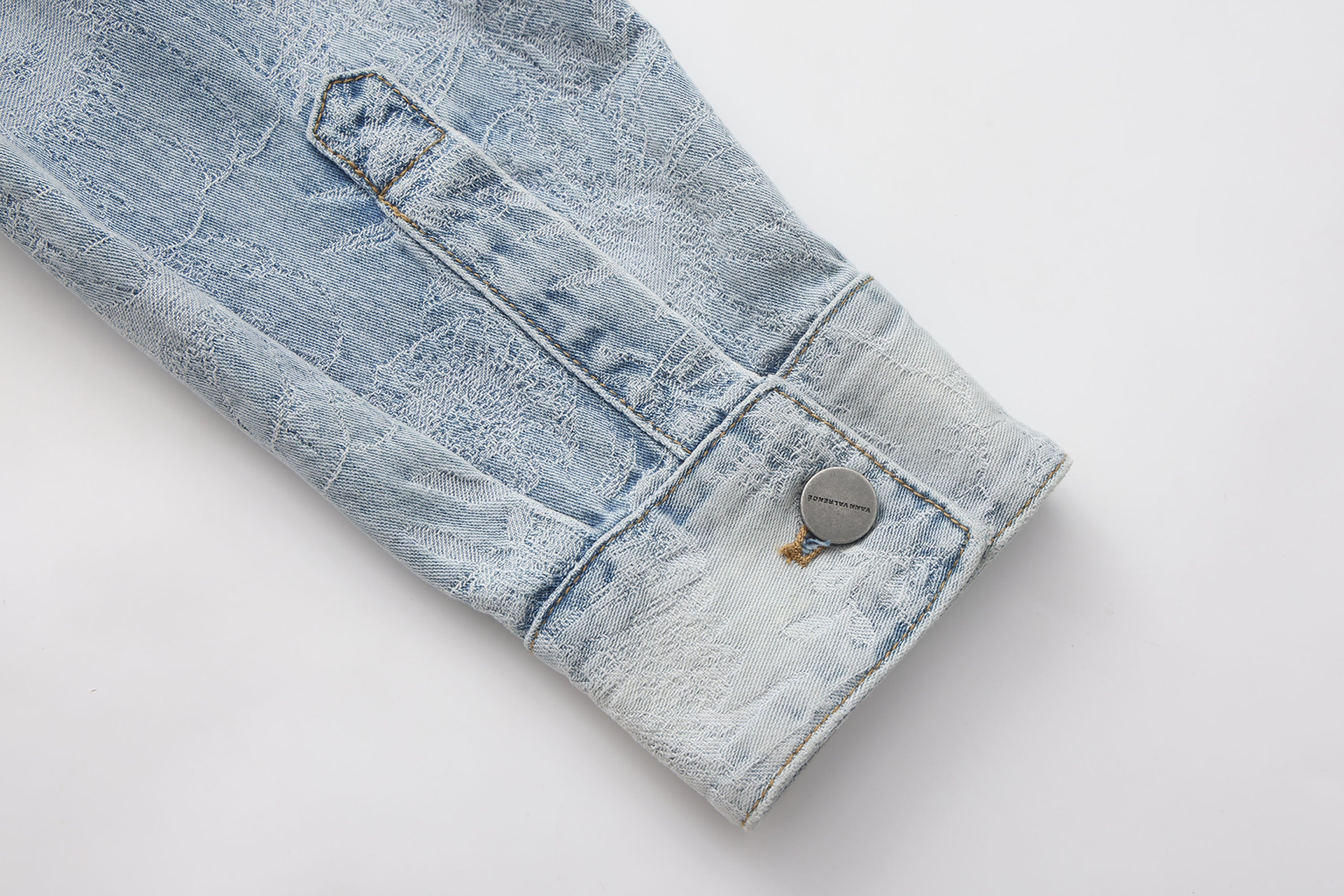 VANN VALRENCE Washed Floral Jacquard Denim Shirt, premium urban and streetwear designers apparel on PROJECTISR.com, VANN VALRENCE