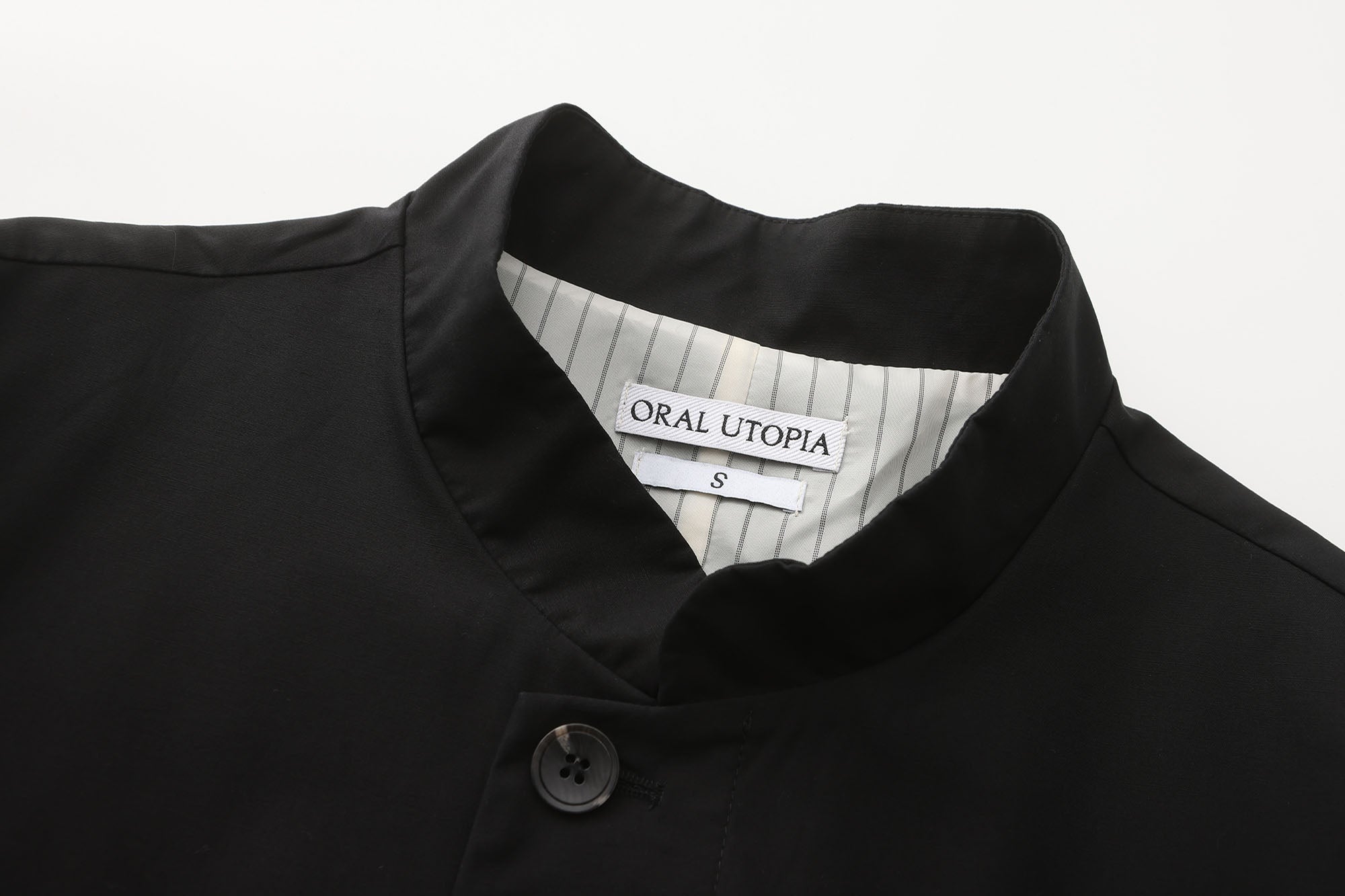 ORAL UTOPIA Faux Layered Hem Mandarin Collar Jacket