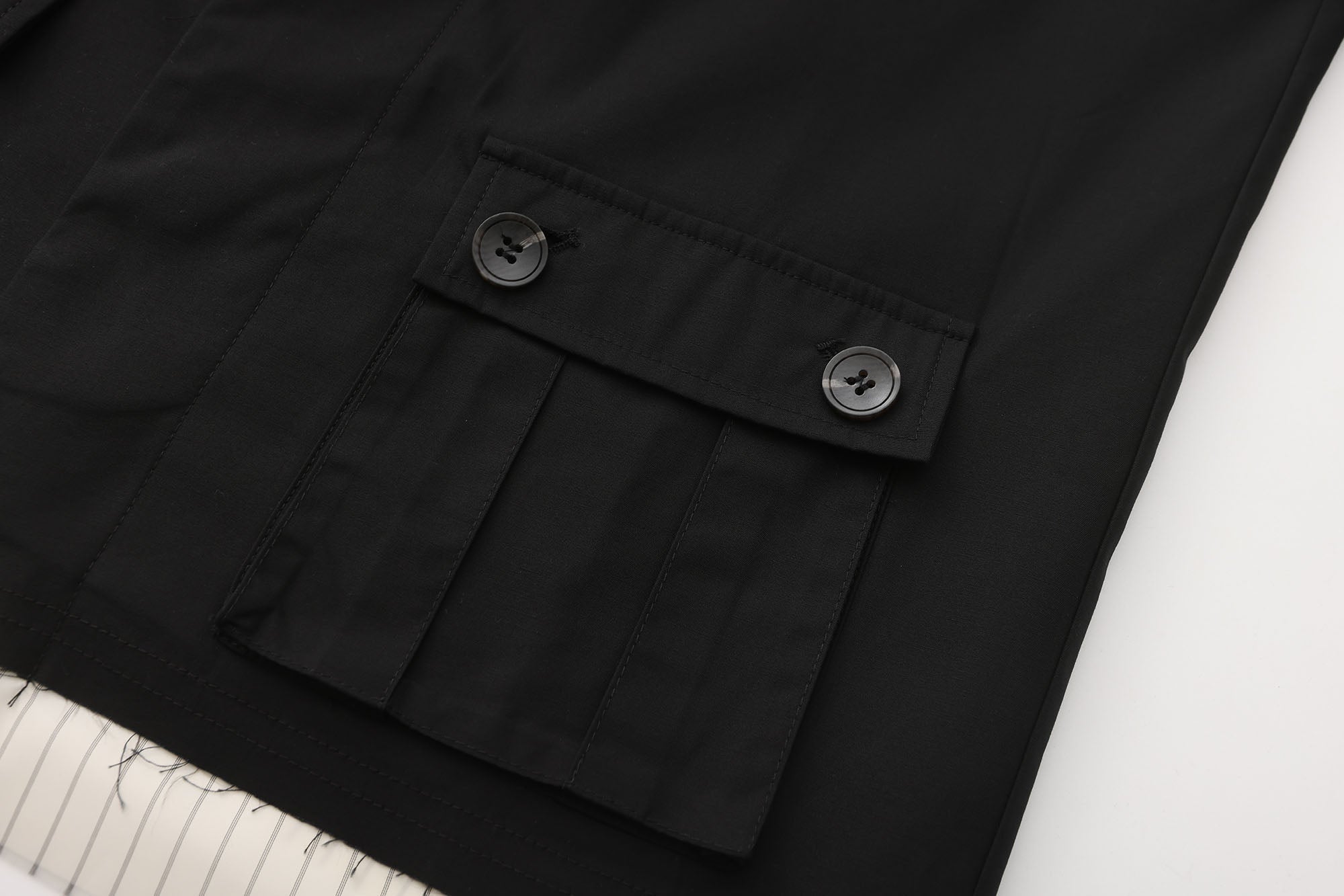 ORAL UTOPIA Faux Layered Hem Mandarin Collar Jacket