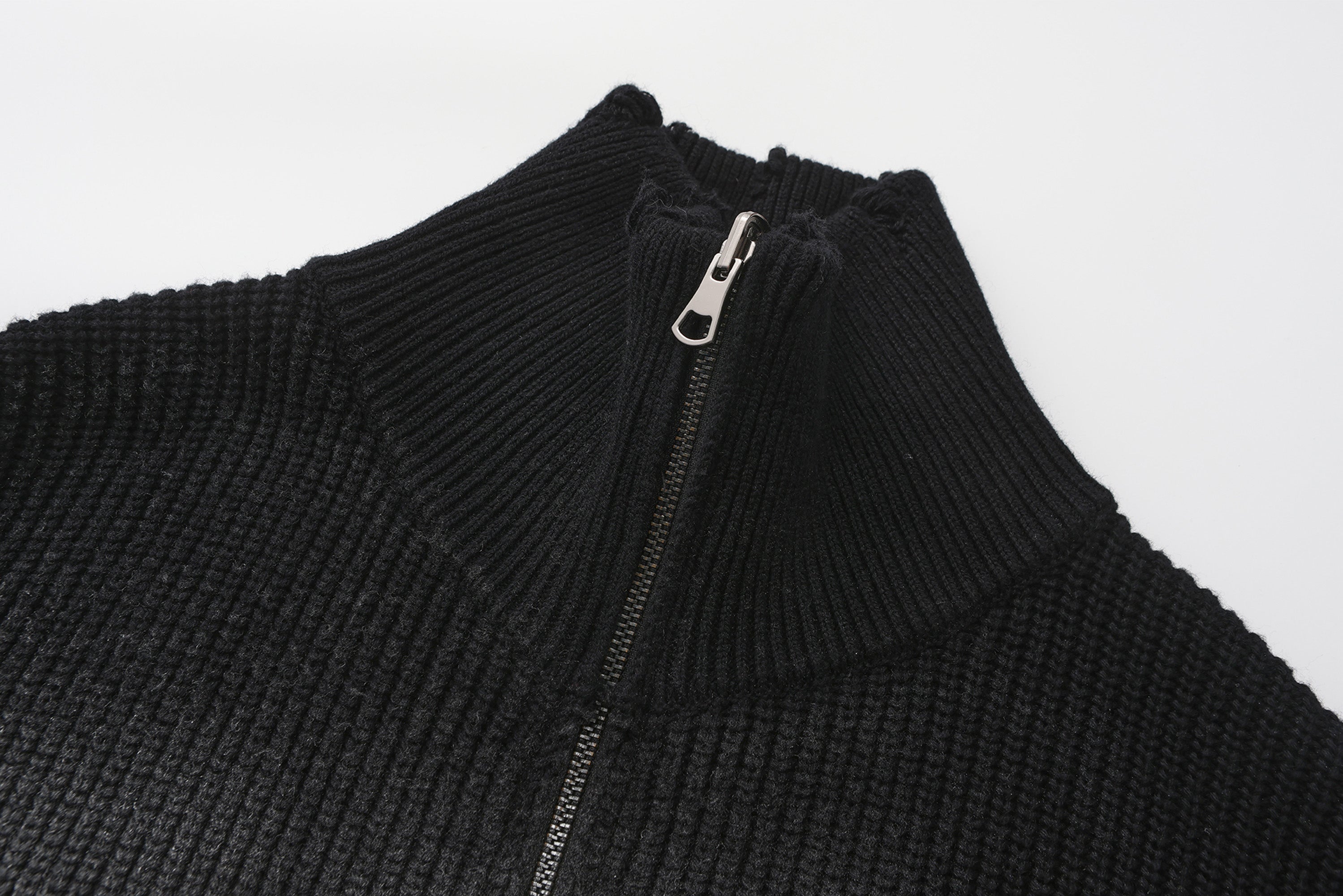 VANN VALRENCE Distressed Ombre Zip-Up Cardigan
