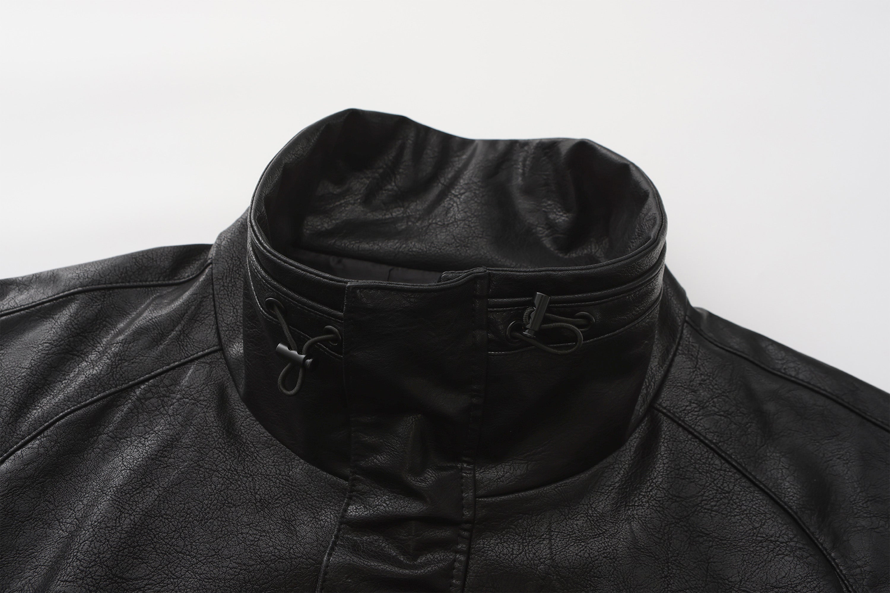 VANN VALRENCE Retro Glossy Faux Leather Jacket