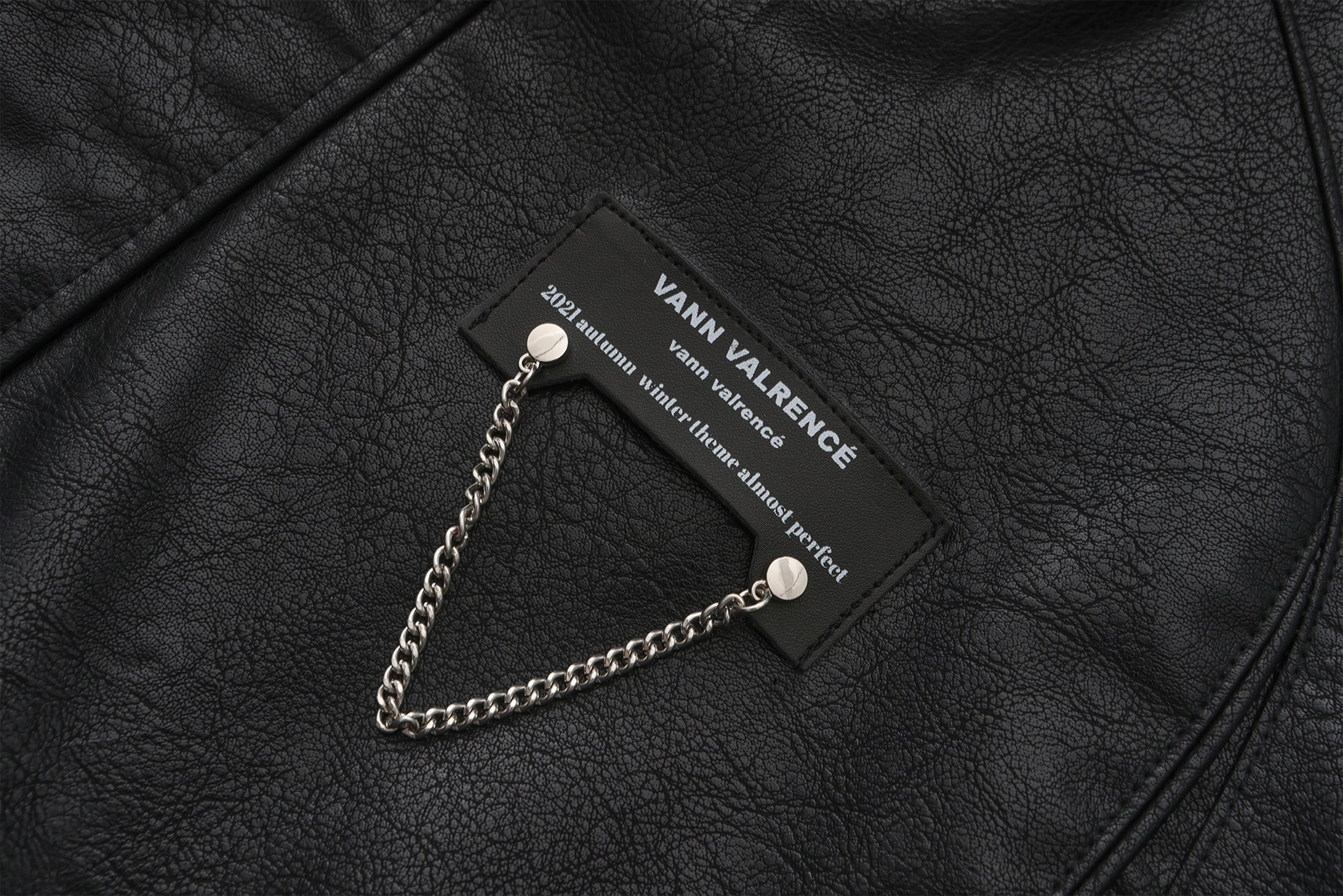VANN VALRENCE Retro Glossy Faux Leather Jacket