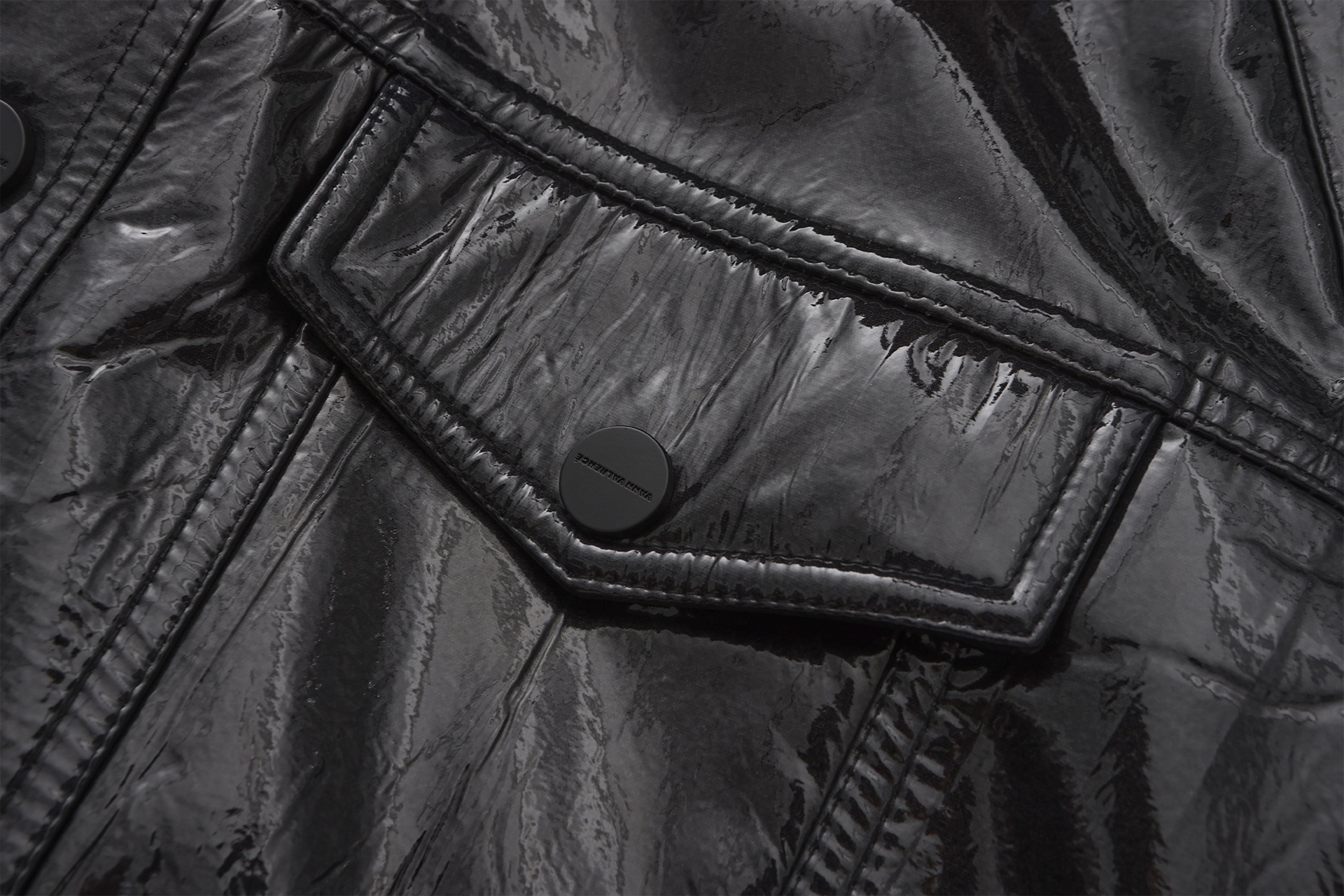 VANN VALRENCE Glossy Belted Hooded Padded Long Coat