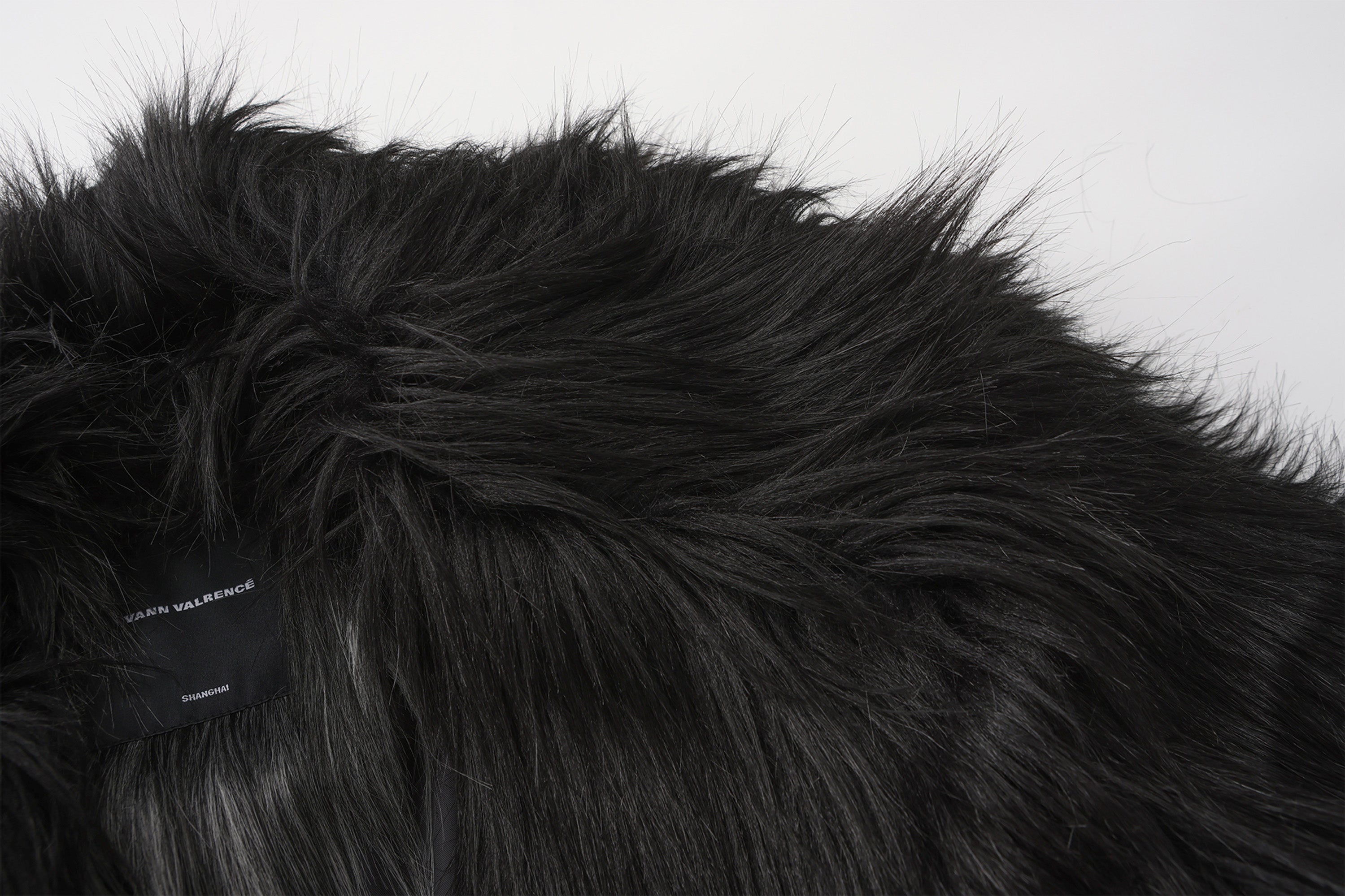 VANN VALRENCE Gradient Mane Faux Fur Maxi Coat