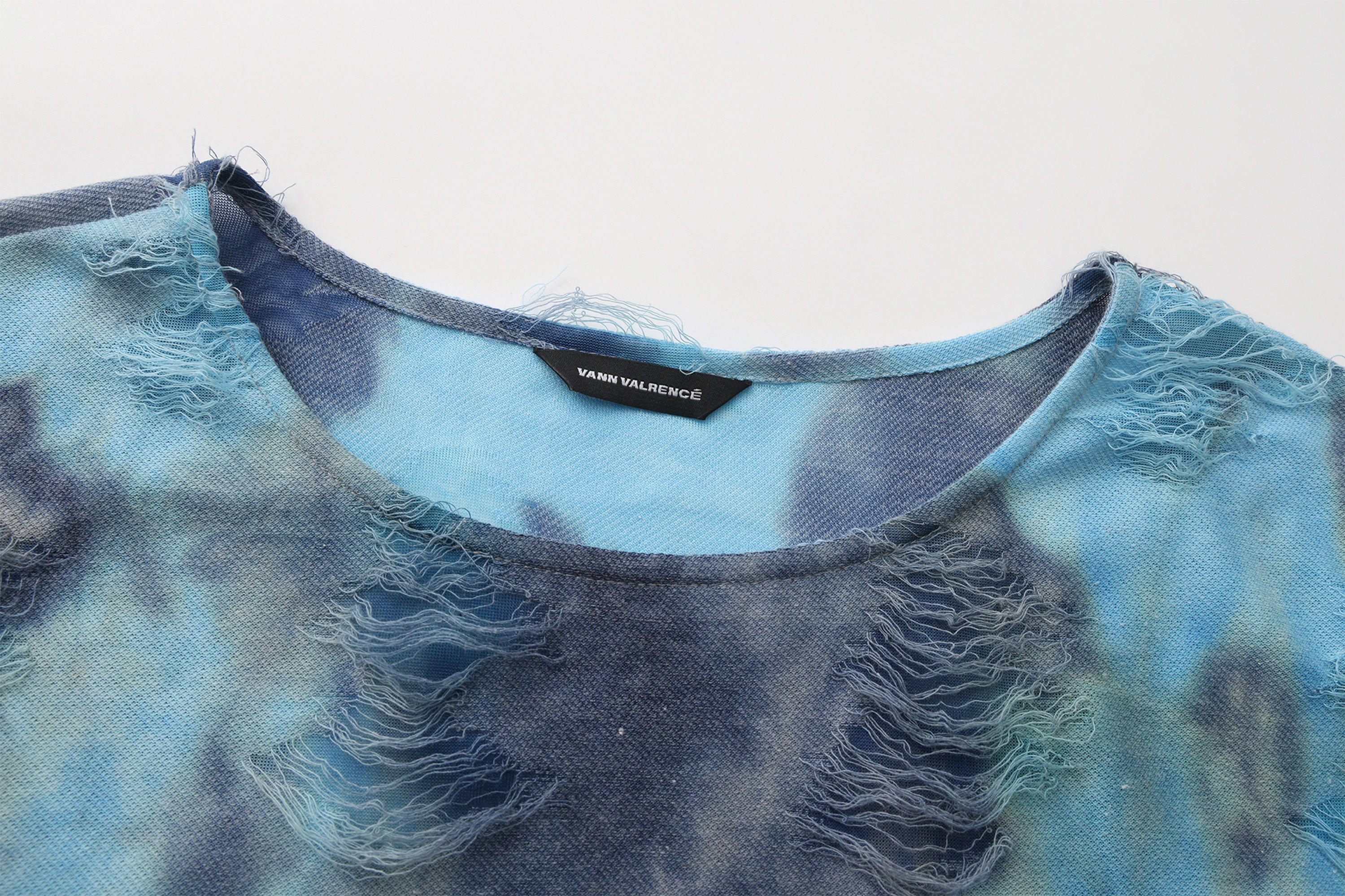 VANN VALRENCE Distressed Gradient Tie-Dye Long-Sleeve Tee, premium urban and streetwear designers apparel on PROJECTISR.com, VANN VALRENCE