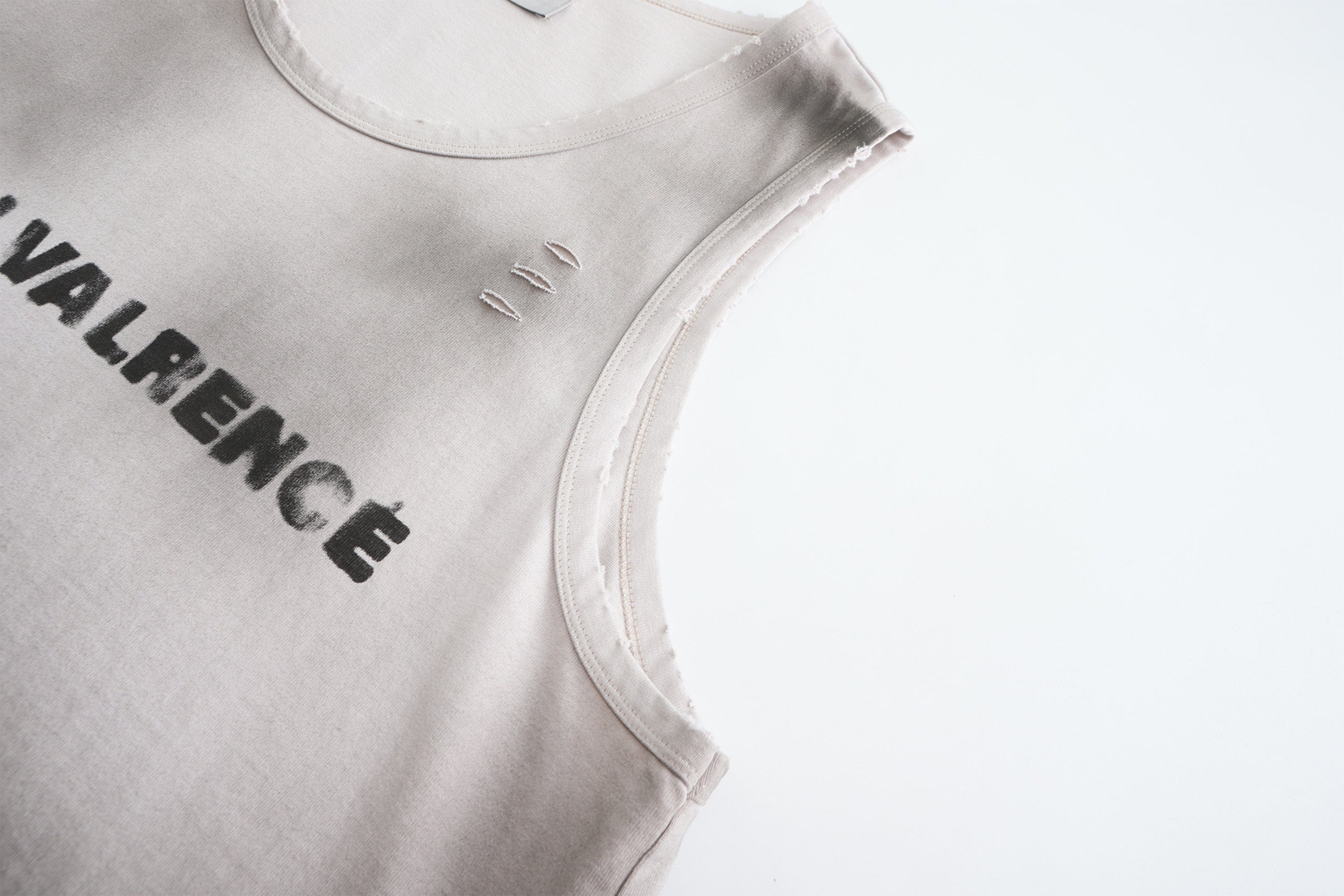 VANN VALRENCE Tie-Dye Distressed LOGO Sleeveless T-Shirt, premium urban and streetwear designers apparel on PROJECTISR.com, VANN VALRENCE