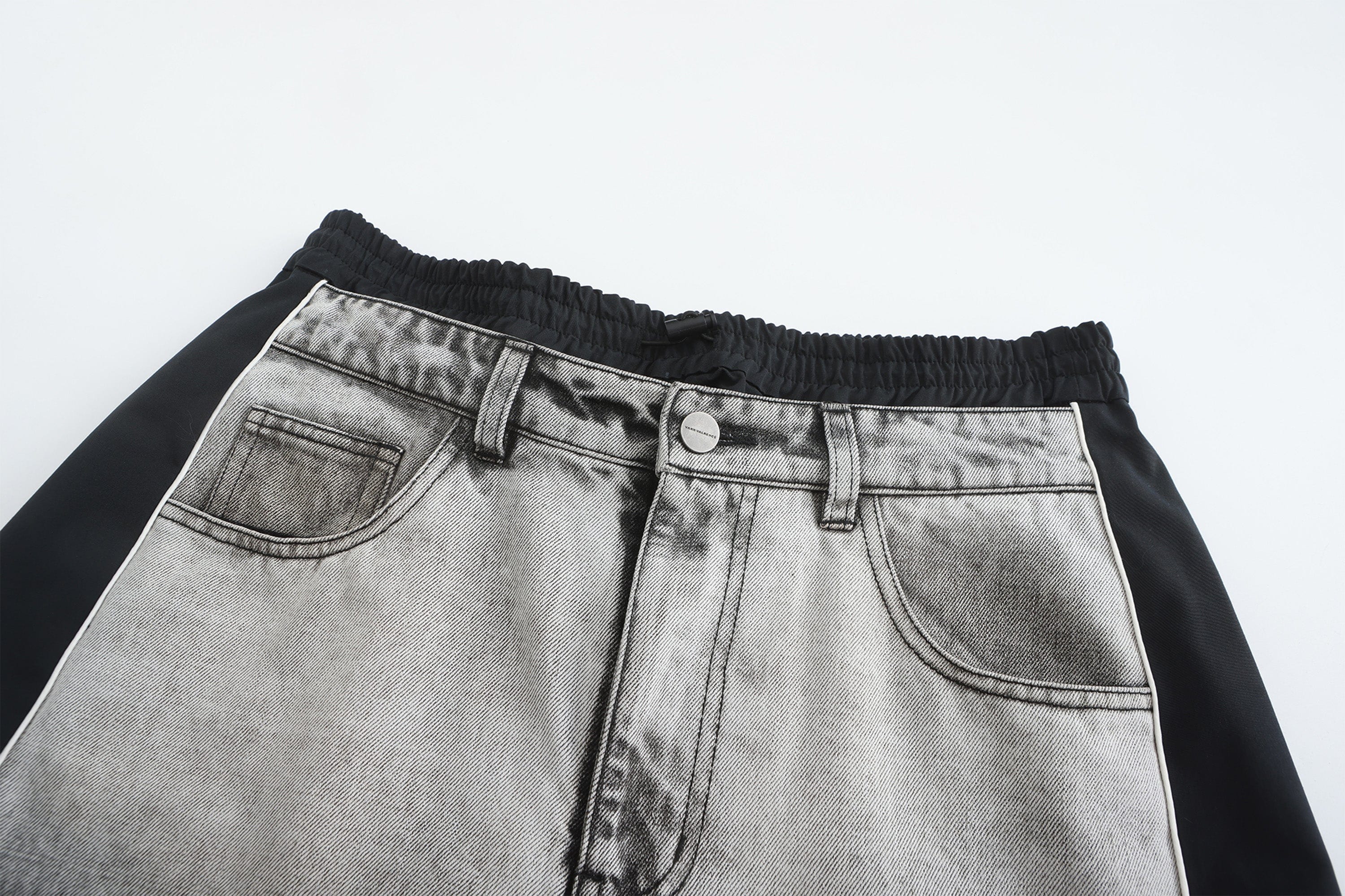 VANN VALRENCE Washed Contrast-Panel Wide-Leg Jeans, premium urban and streetwear designers apparel on PROJECTISR.com, VANN VALRENCE