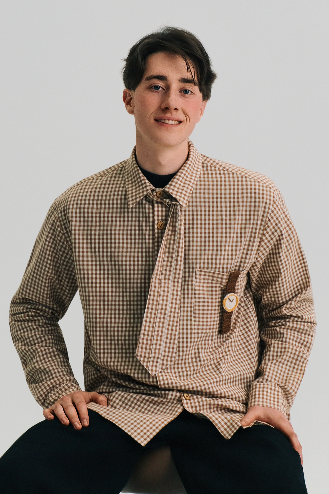 WIID Neck Tie Gingham Shirt