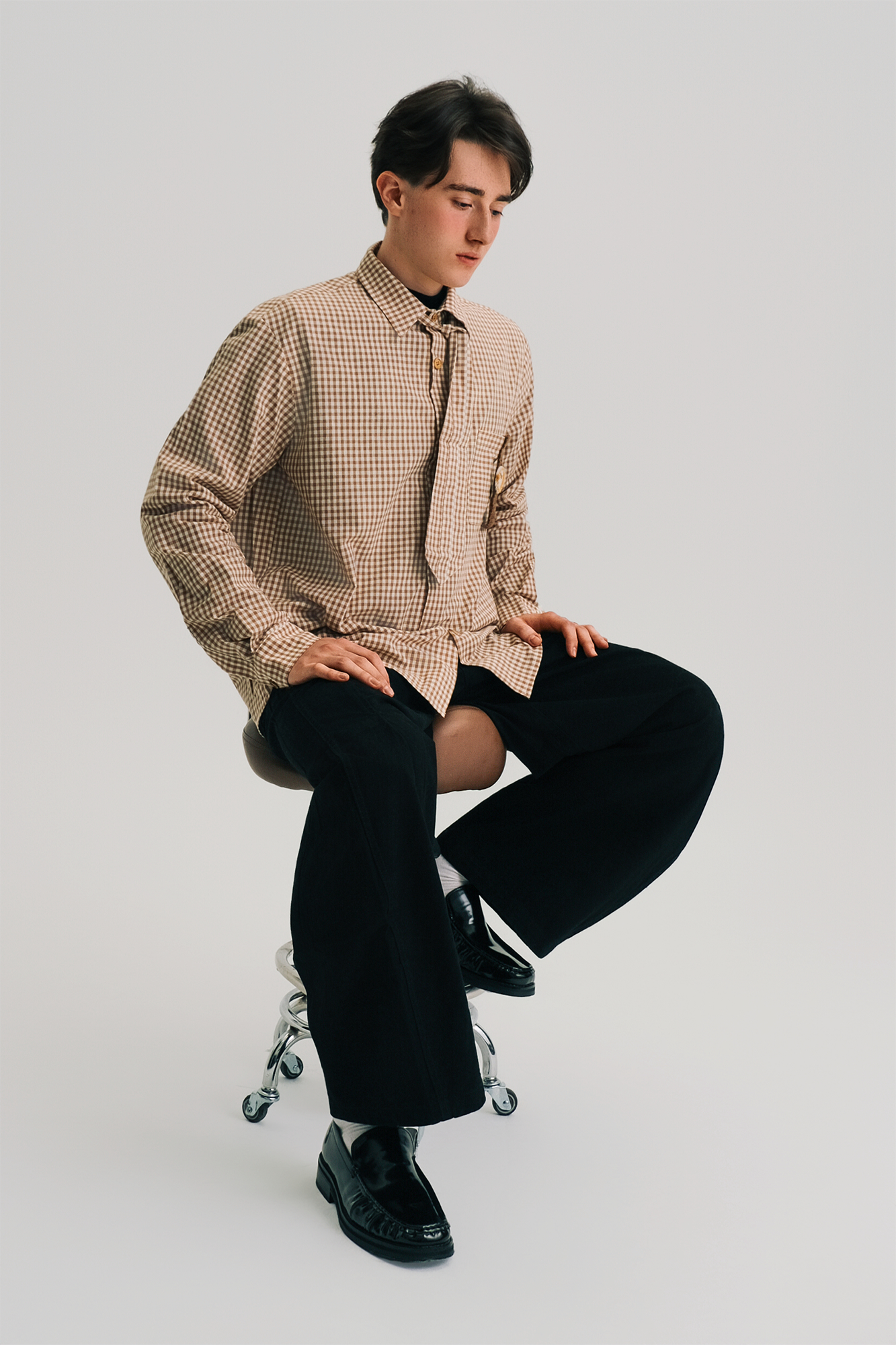 WIID Neck Tie Gingham Shirt