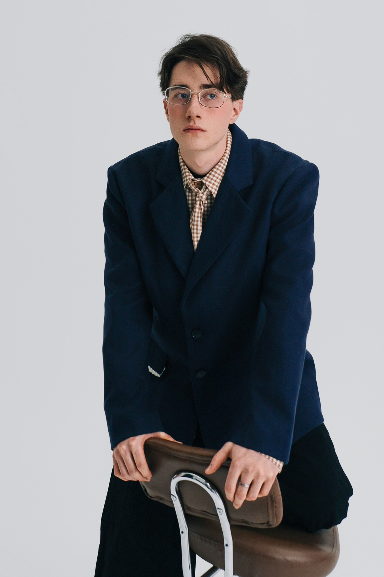 WIID Braid-Trim Flap Pockets Oversized Blazer