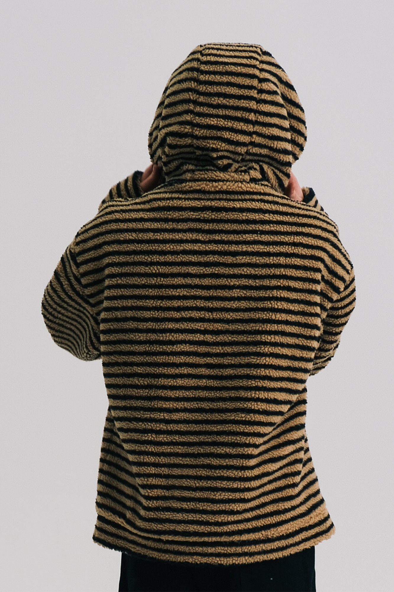 WIID Contrast Striped Fleece Hoodie Jacket
