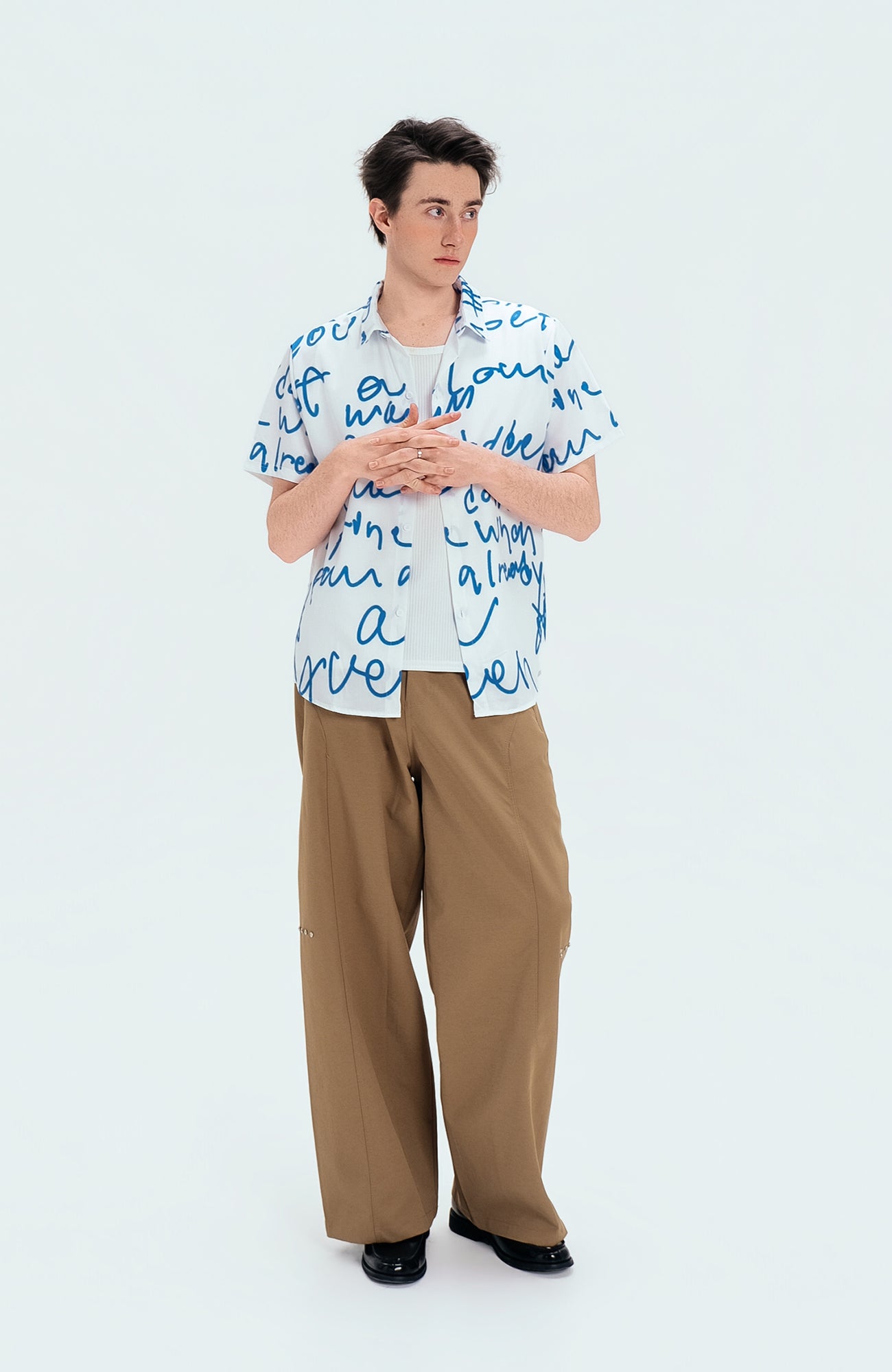 WIID All-Over Letter Cuban Half Shirt, premium urban and streetwear designers apparel on PROJECTISR.com, WIID
