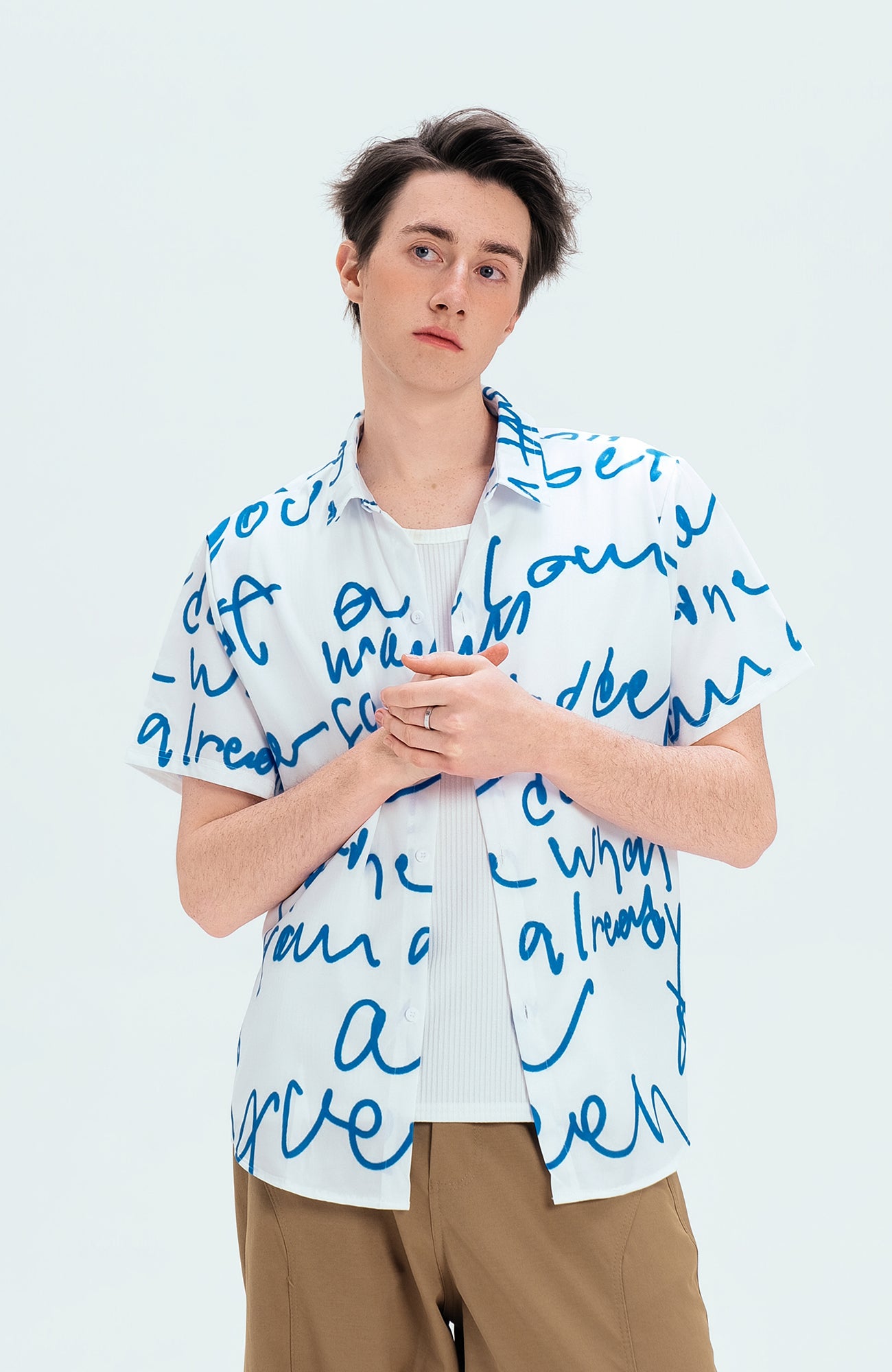WIID All-Over Letter Cuban Half Shirt, premium urban and streetwear designers apparel on PROJECTISR.com, WIID
