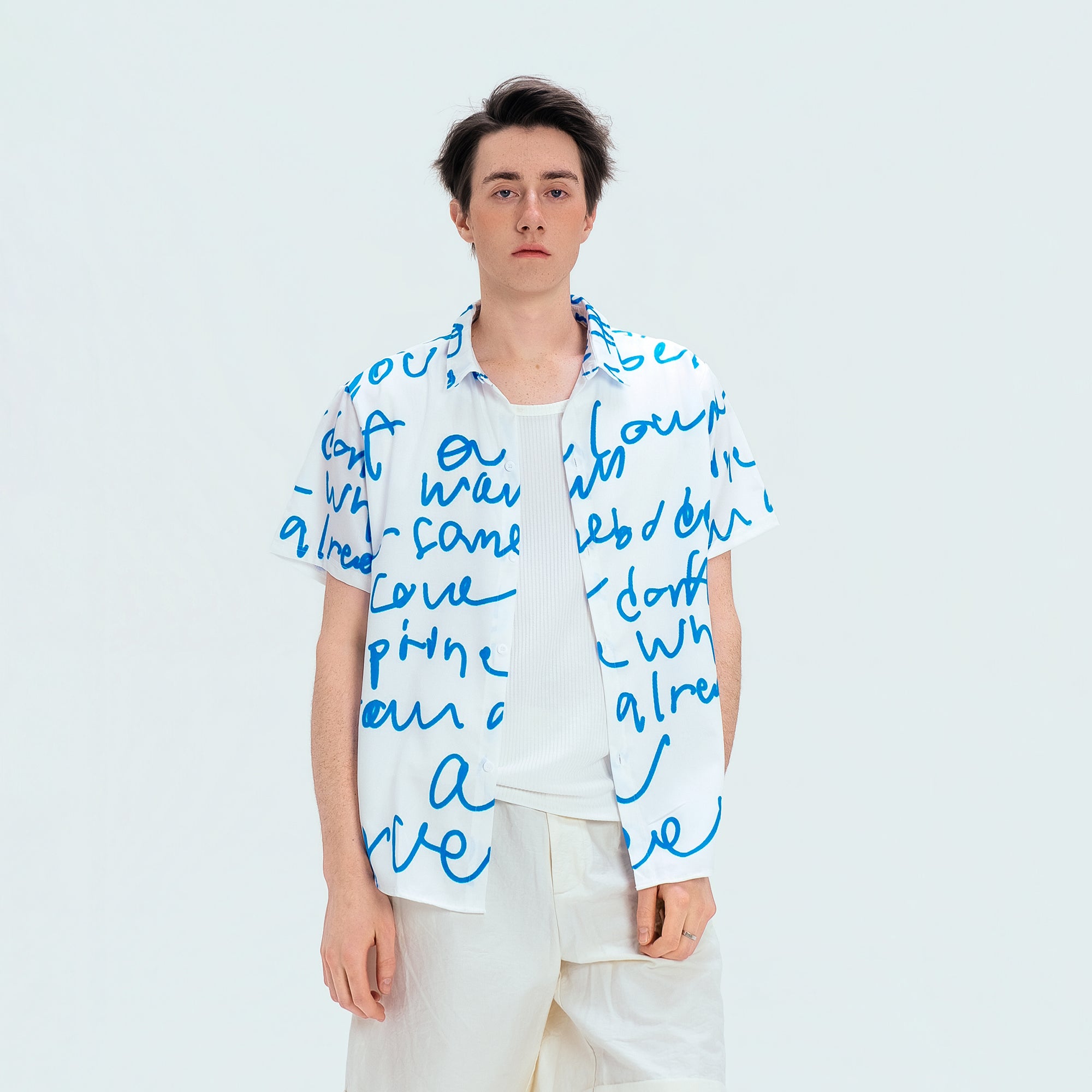 WIID All-Over Letter Cuban Half Shirt, premium urban and streetwear designers apparel on PROJECTISR.com, WIID