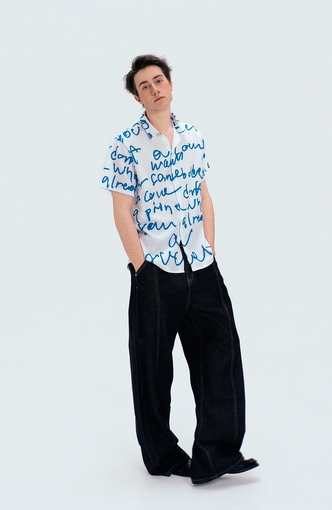 WIID All-Over Letter Cuban Half Shirt, premium urban and streetwear designers apparel on PROJECTISR.com, WIID