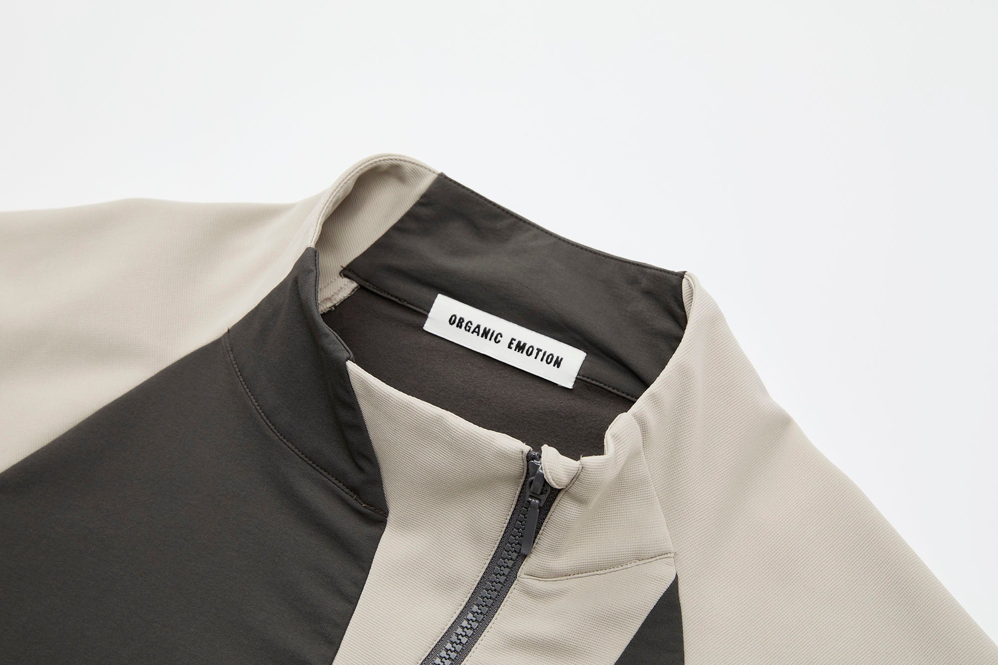ORGANIC EMOTION Contrast Diagonal Half Zip Oversized  Windbreaker