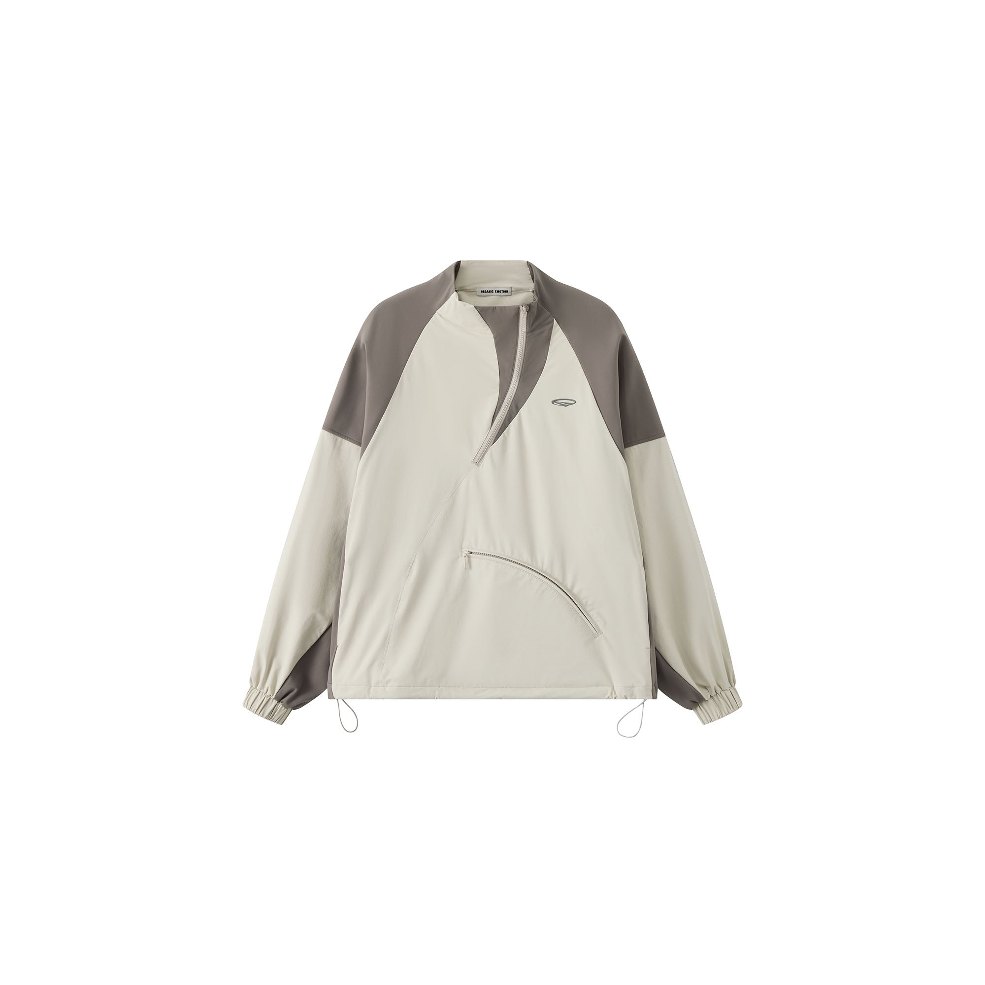 ORGANIC EMOTION Contrast Diagonal Half Zip Oversized  Windbreaker