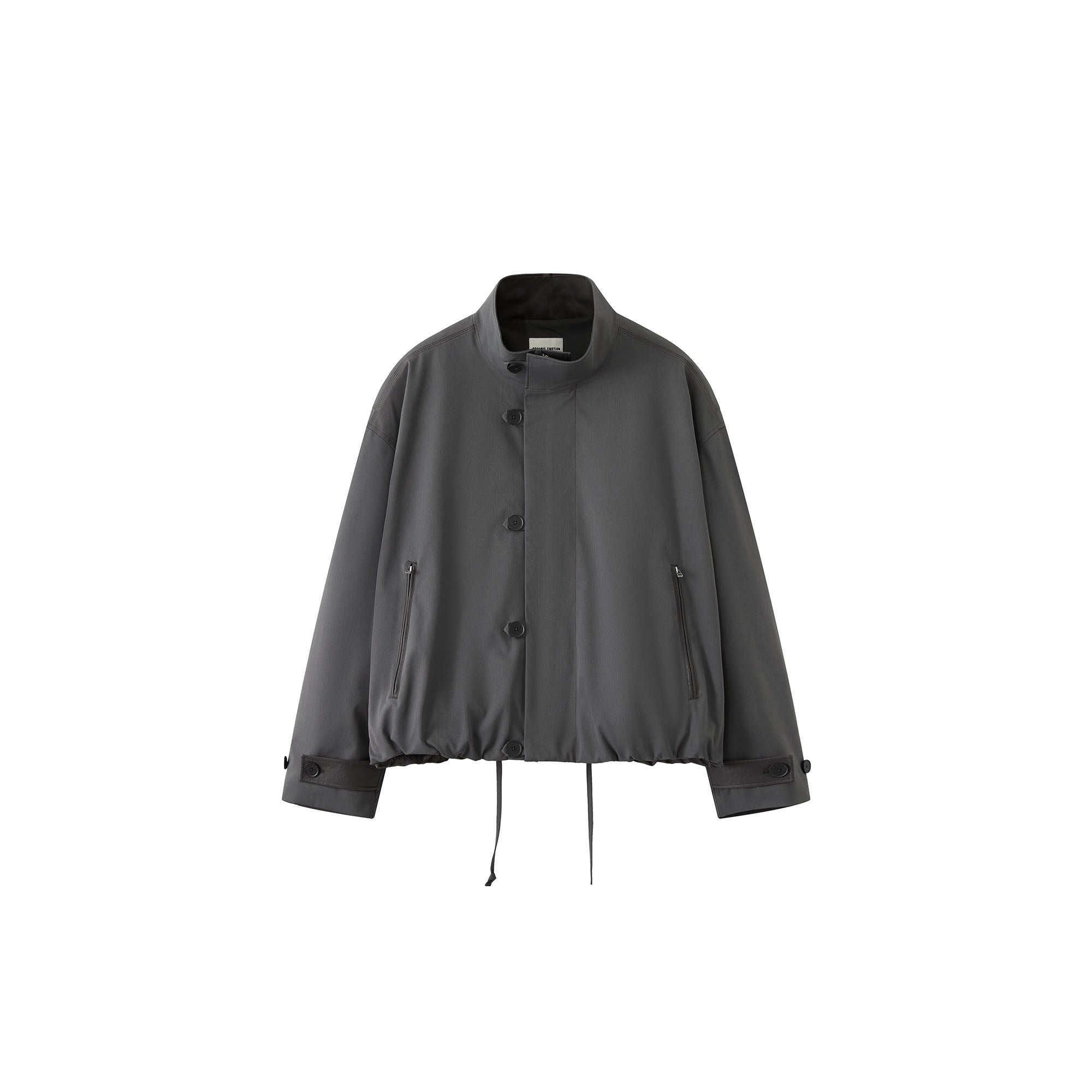 ORGANIC EMOTION Stand Collar PU Drawstring Jacket