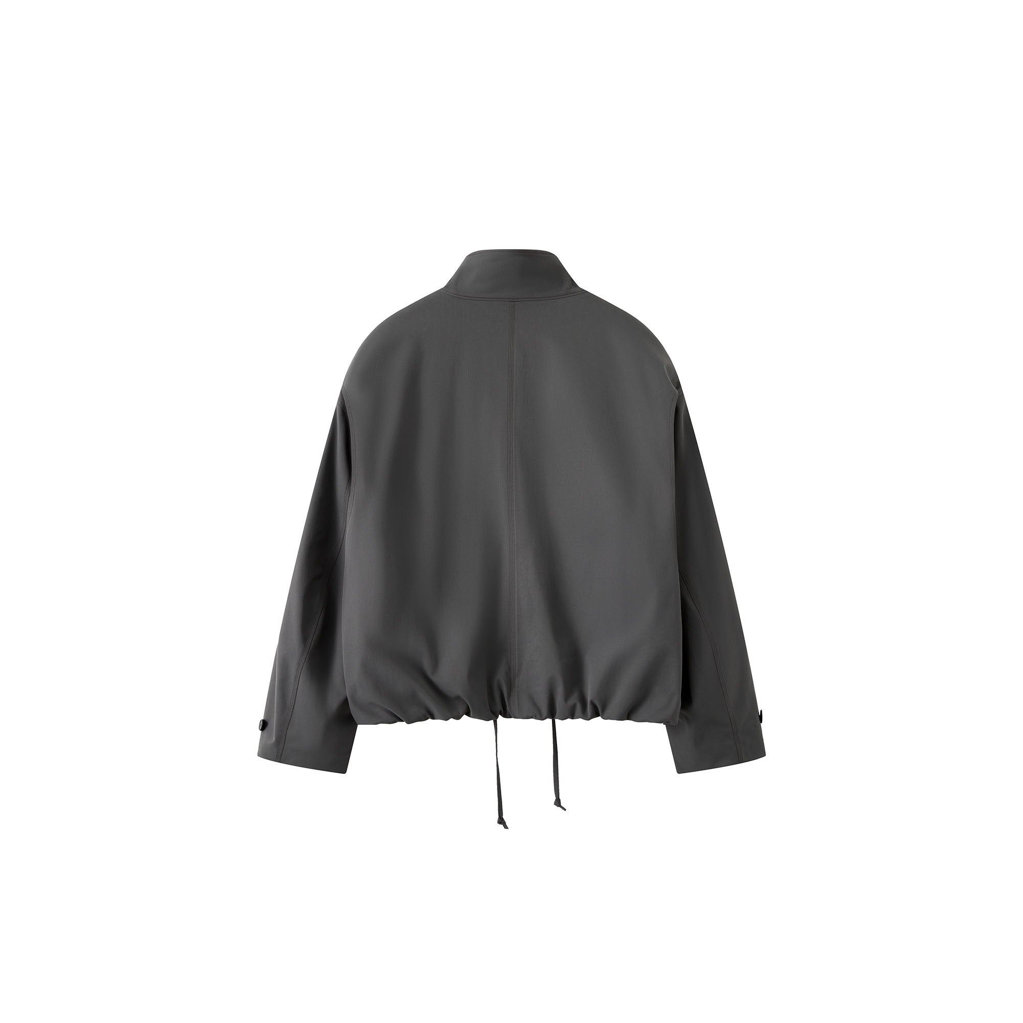 ORGANIC EMOTION Stand Collar PU Drawstring Jacket