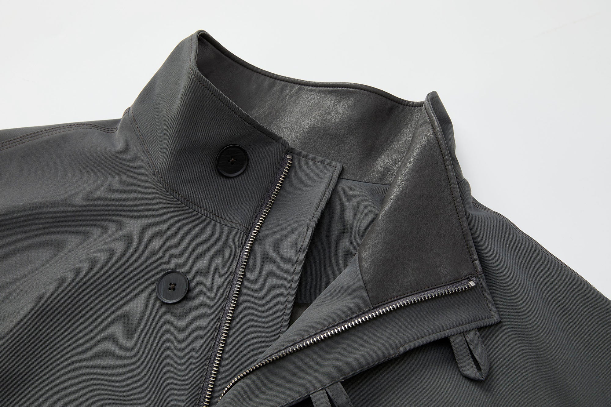 ORGANIC EMOTION Stand Collar PU Drawstring Jacket