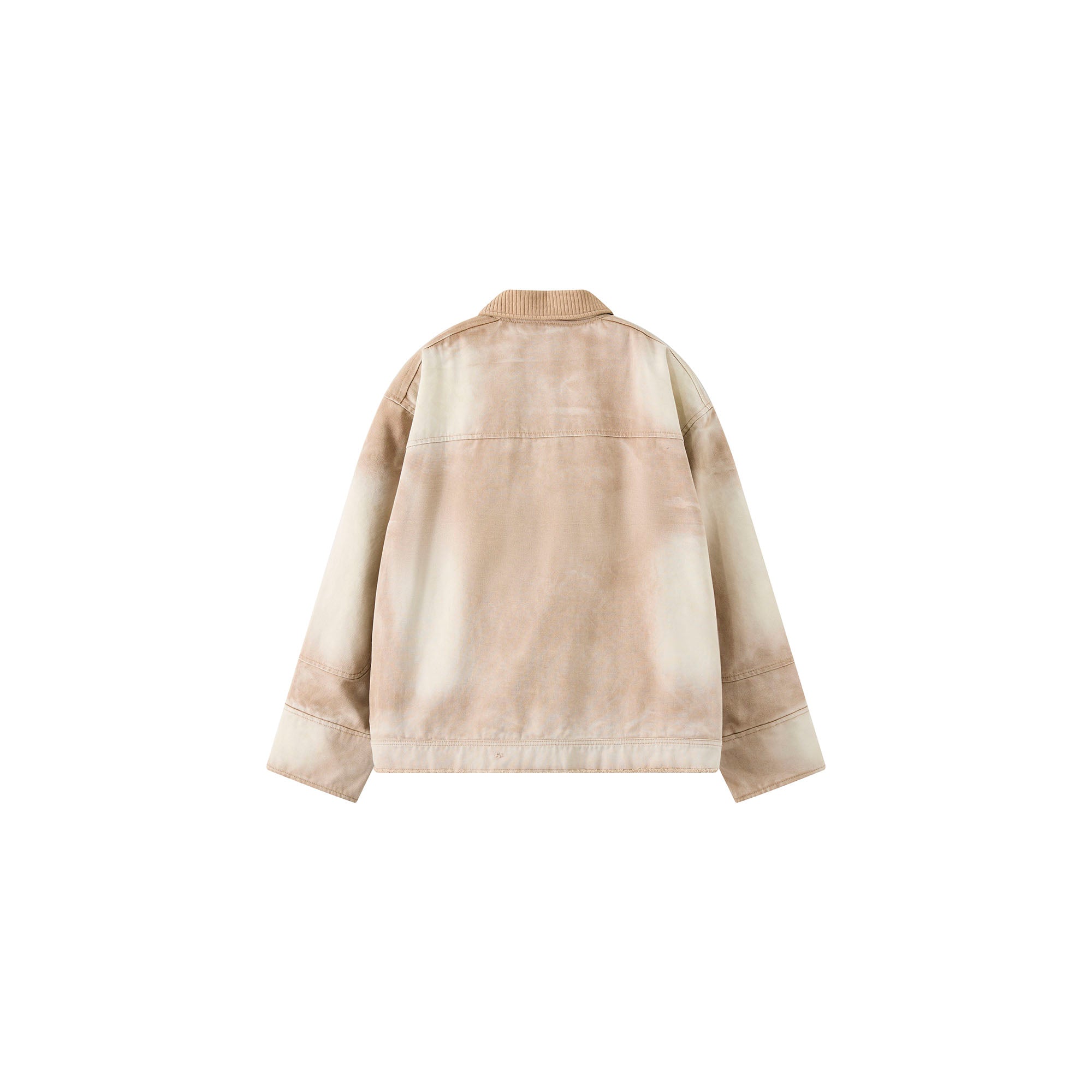 ORGANIC EMOTION Washed Contrast Collar Oversized Snap Jacket