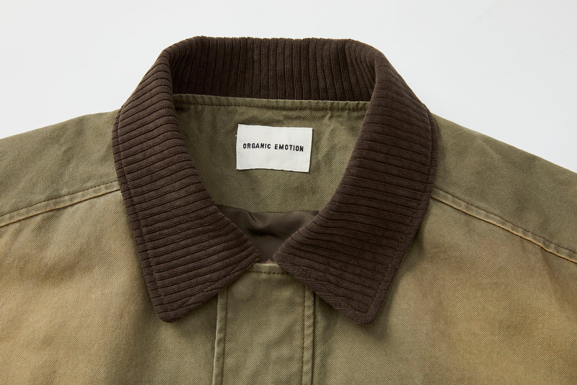 ORGANIC EMOTION Washed Contrast Collar Oversized Snap Jacket