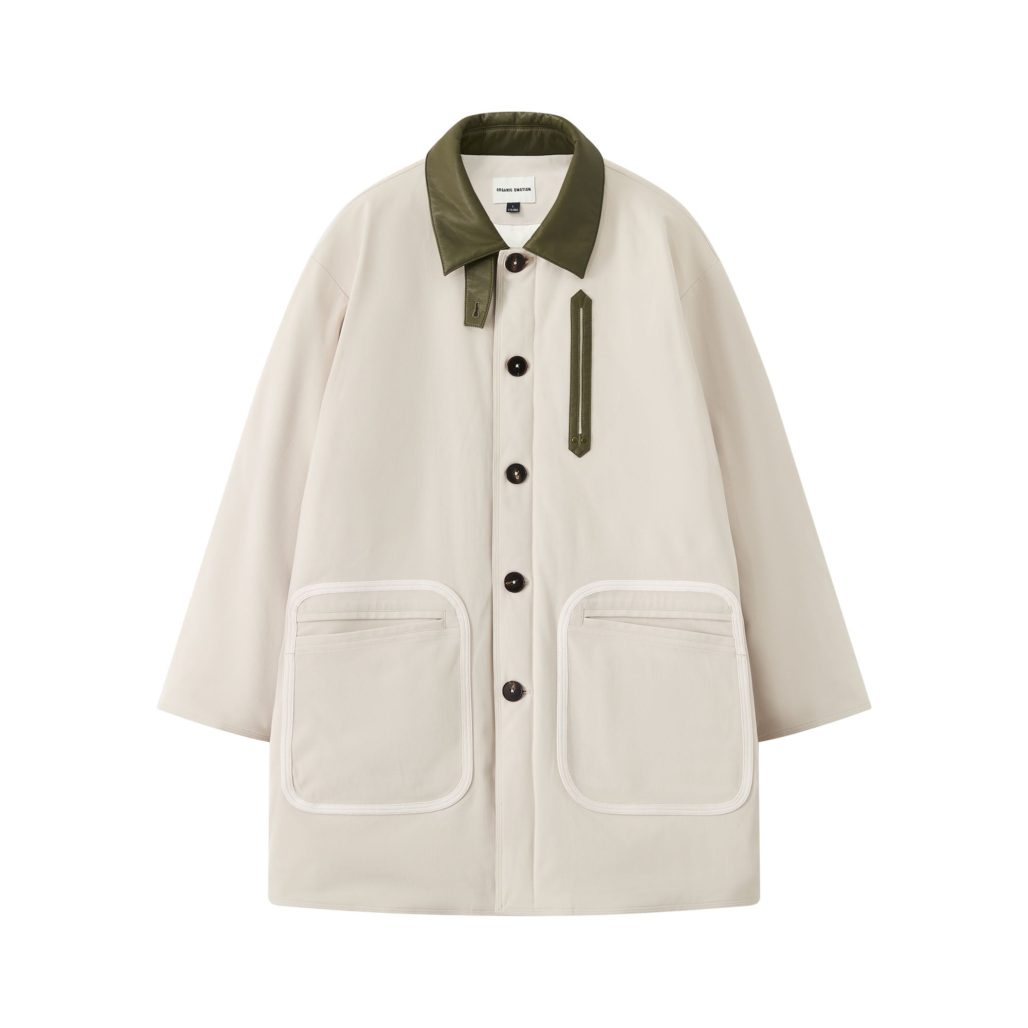 ORGANIC EMOTION Contrast PU Midi Down Coat