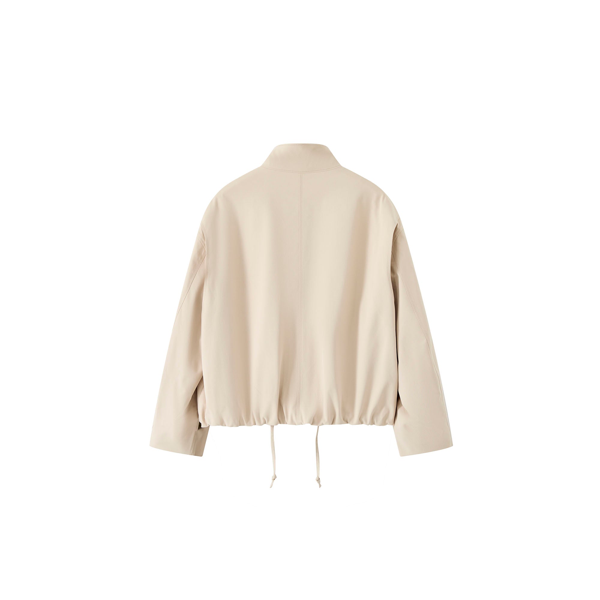 ORGANIC EMOTION Stand Collar PU Drawstring Jacket