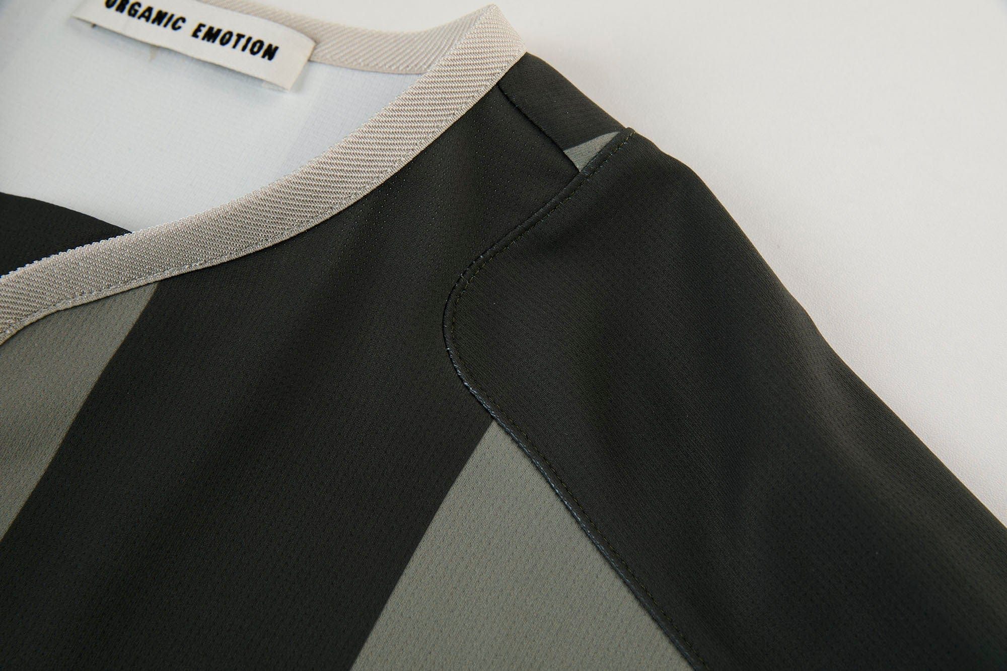 ORGANIC EMOTION Never Work Slogan Stripes Spliced Jersey