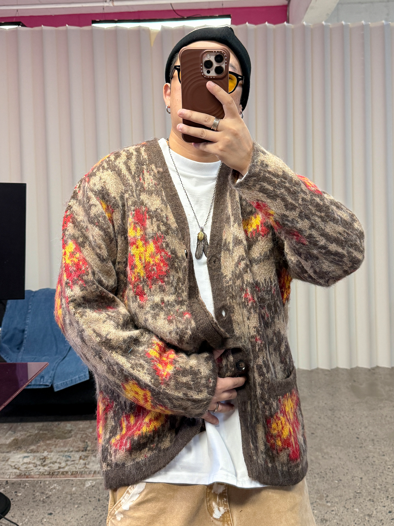 ME DA IGUAL Fuzzy Jacquard Floral Cardigan