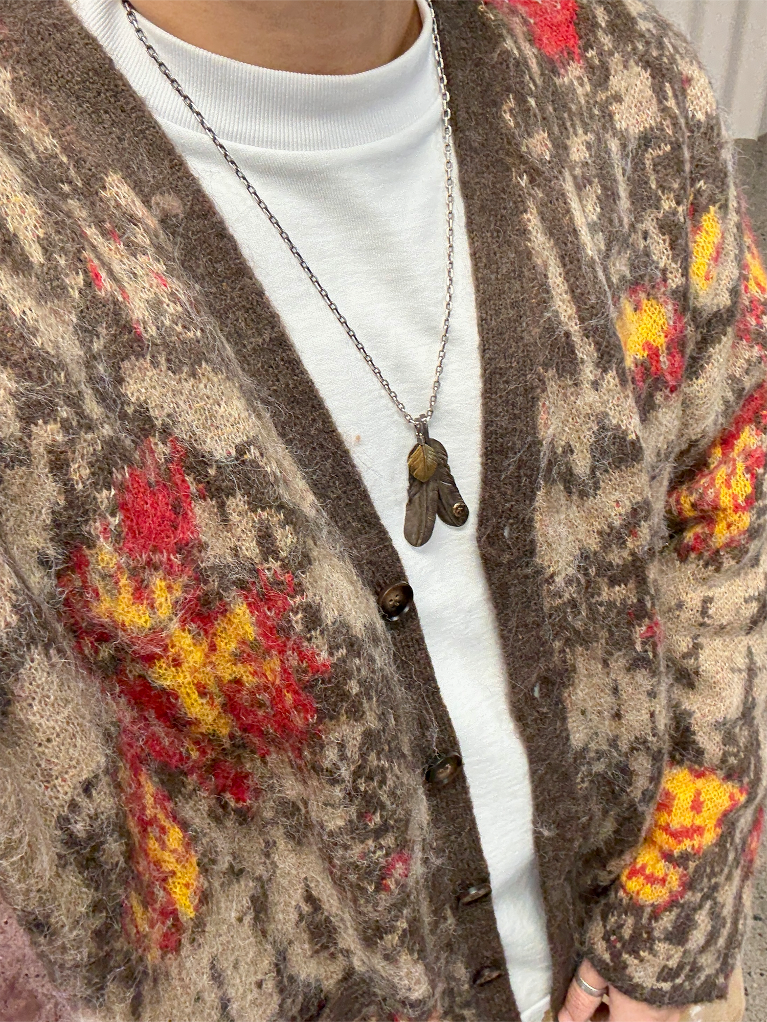 ME DA IGUAL Fuzzy Jacquard Floral Cardigan