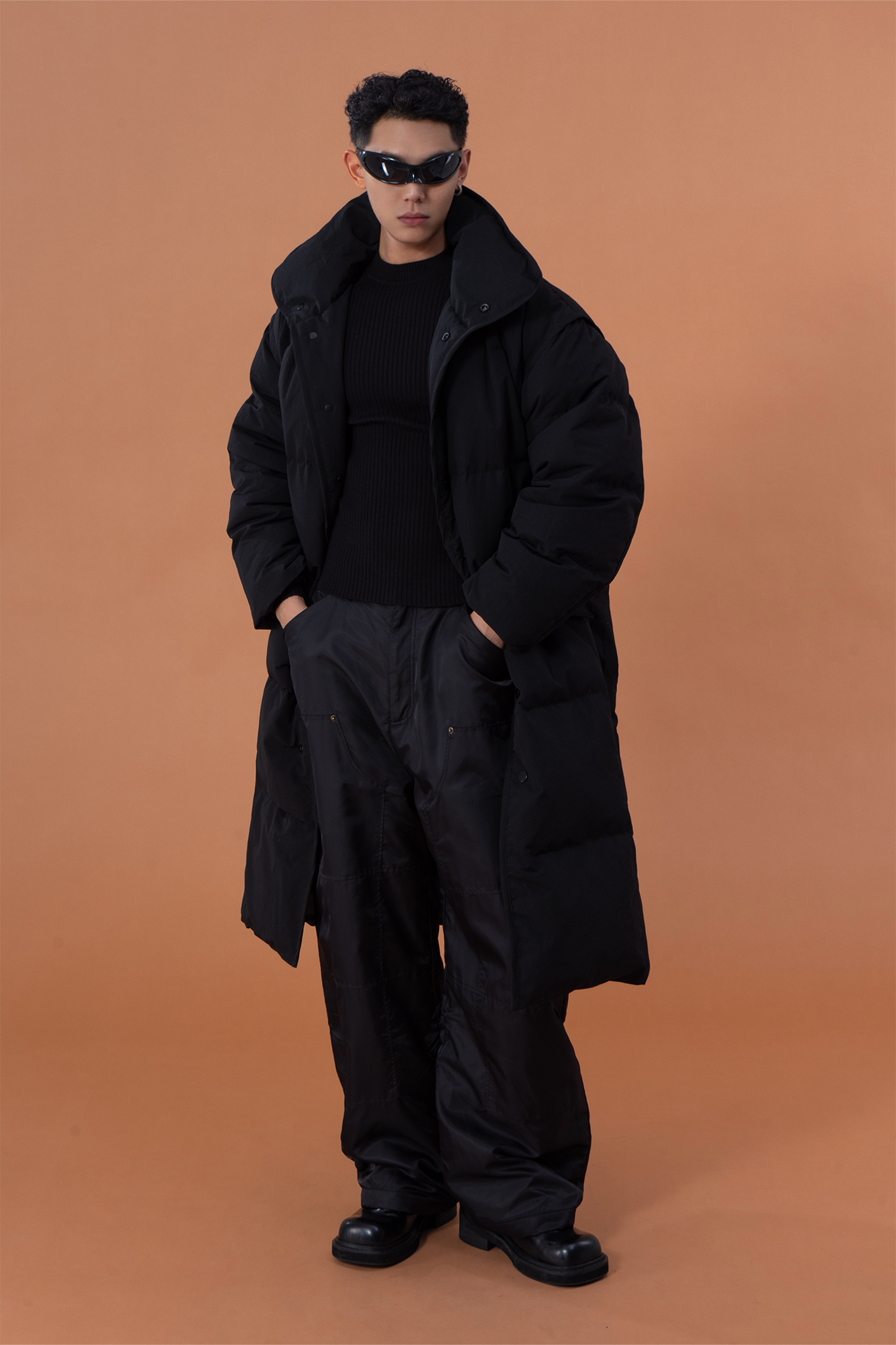 CLP High-Neck Longline Puffer Down Coat