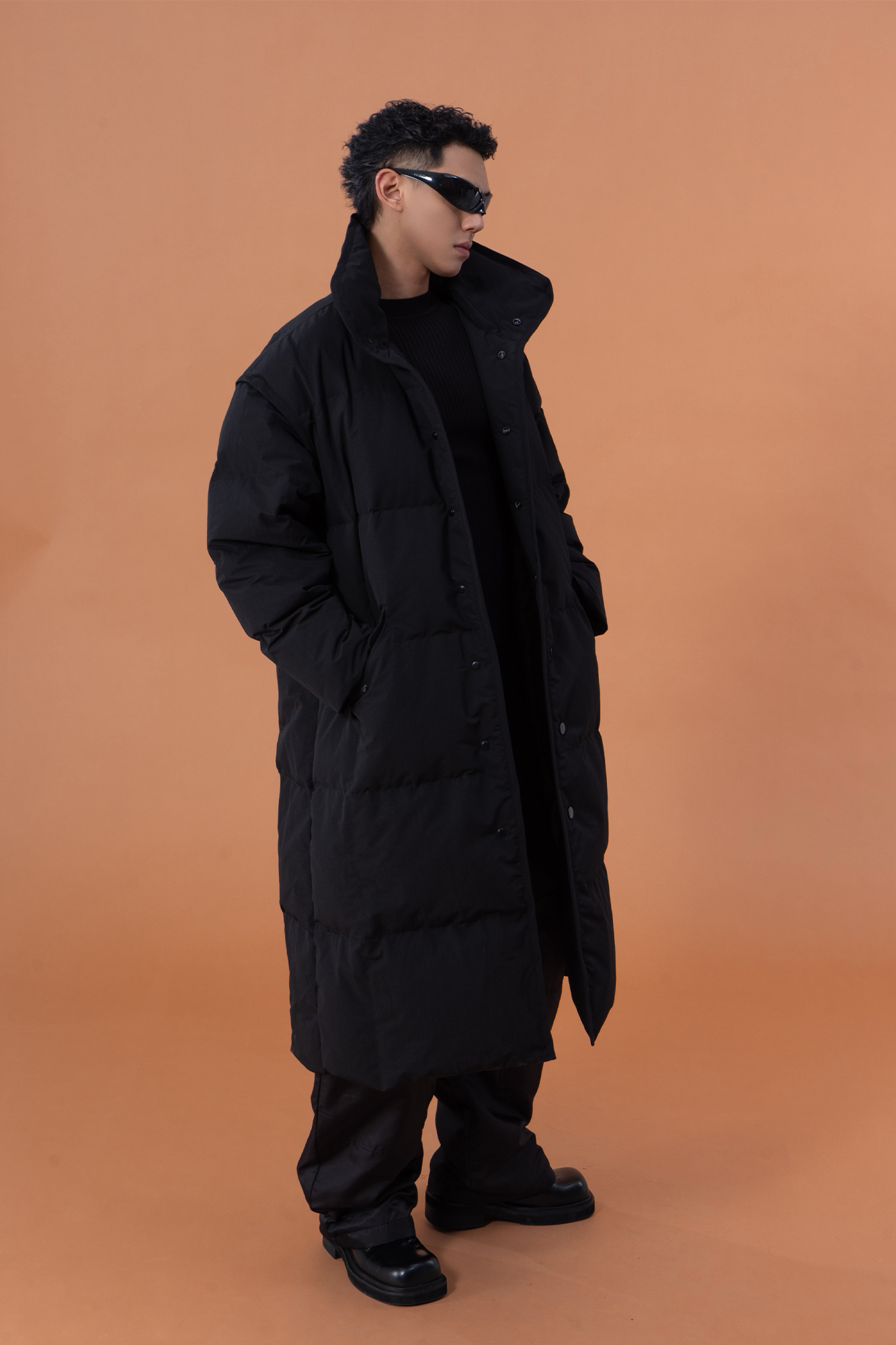 CLP High-Neck Longline Puffer Down Coat